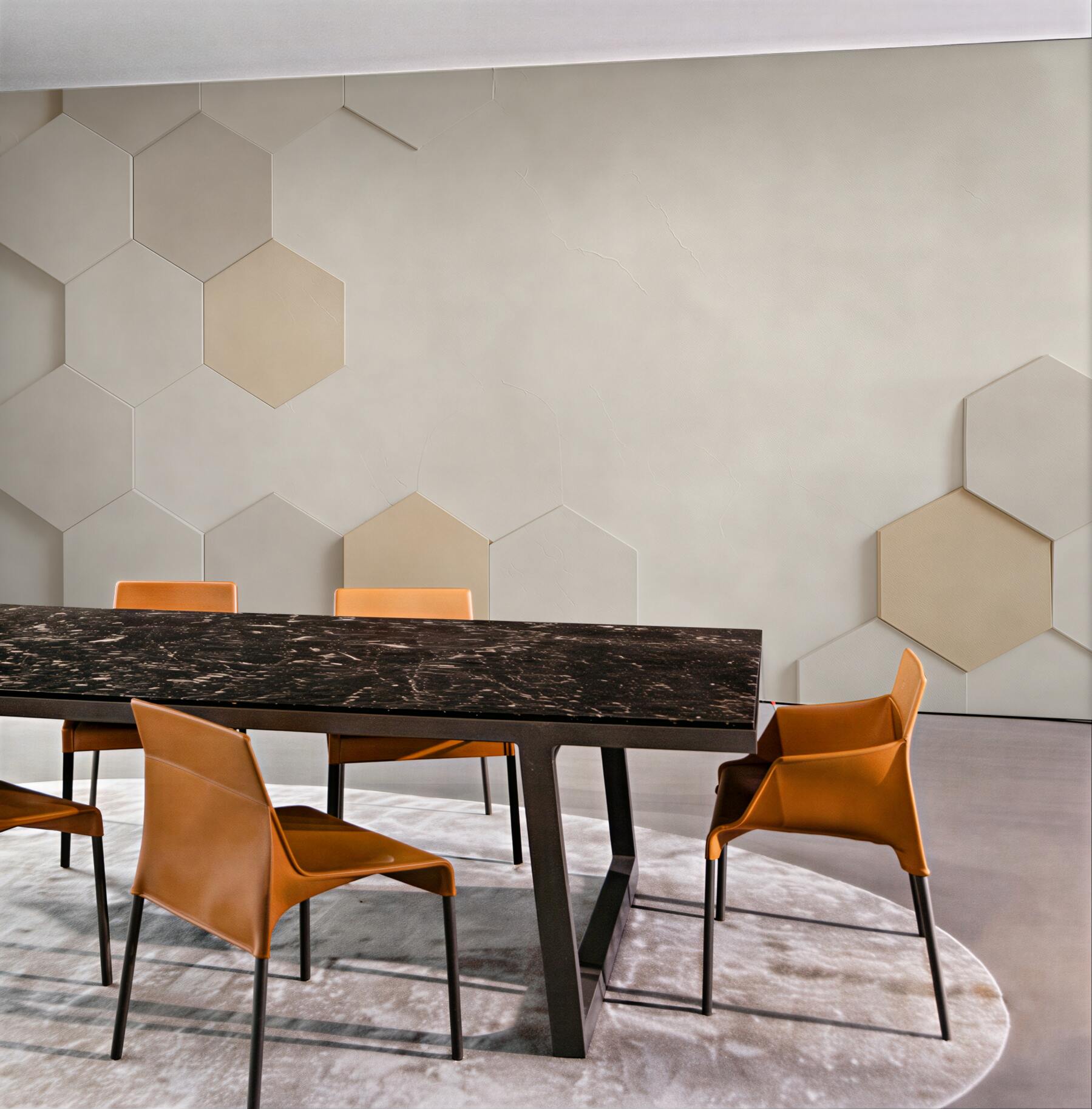 Fototapeta geometryczne heksagony beżowe nowoczesny wzór 3D minimalistyczny?v23