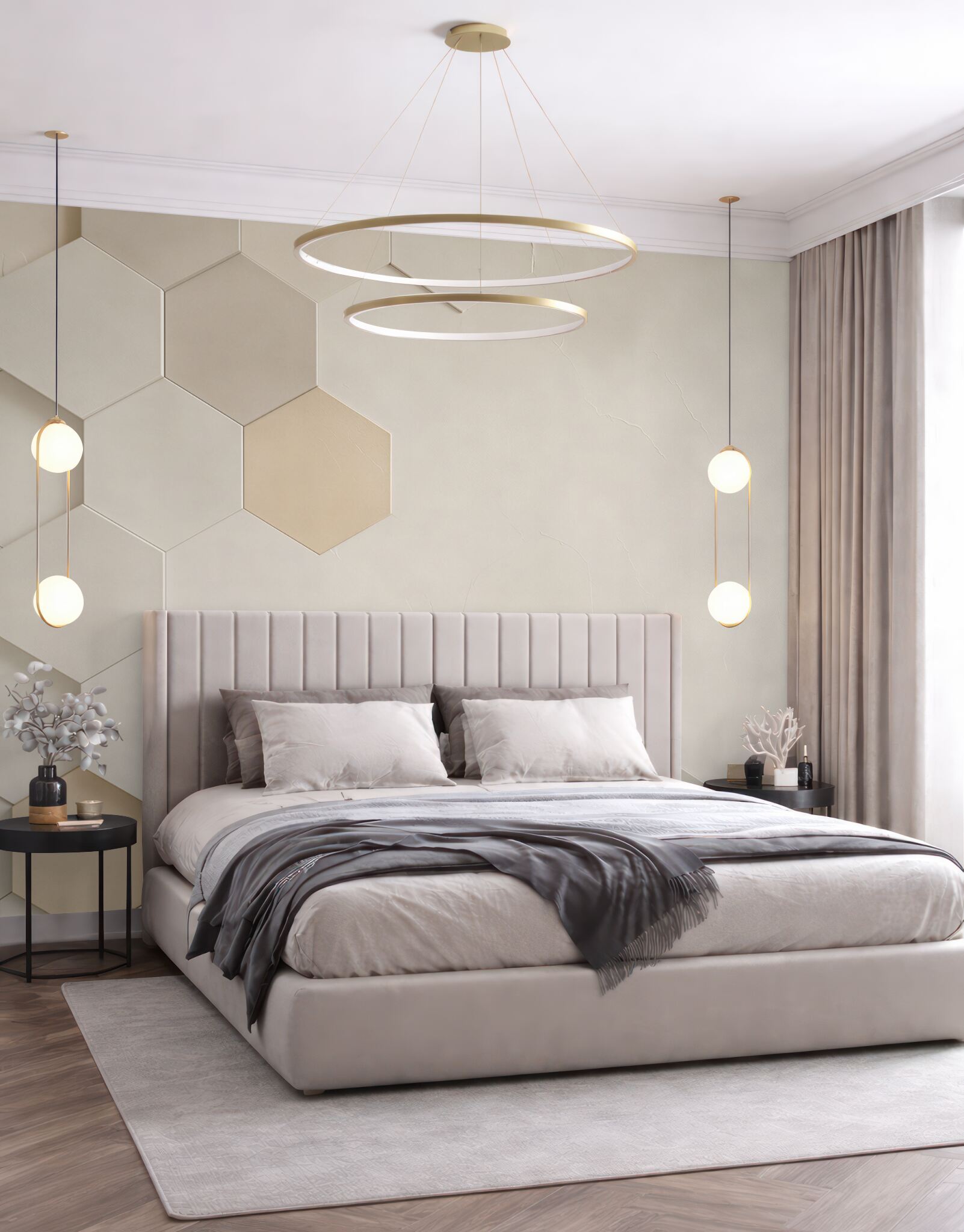 Fototapeta geometryczne heksagony beżowe nowoczesny wzór 3D minimalistyczny?v23