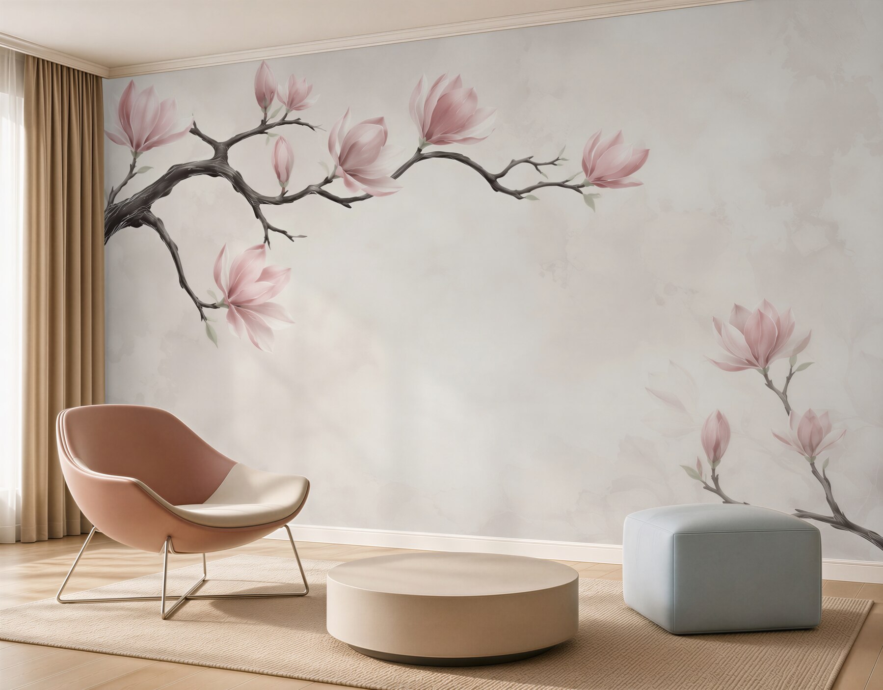 Fototapeta magnolie różowe na gałęziach elegancka i subtelna?v23