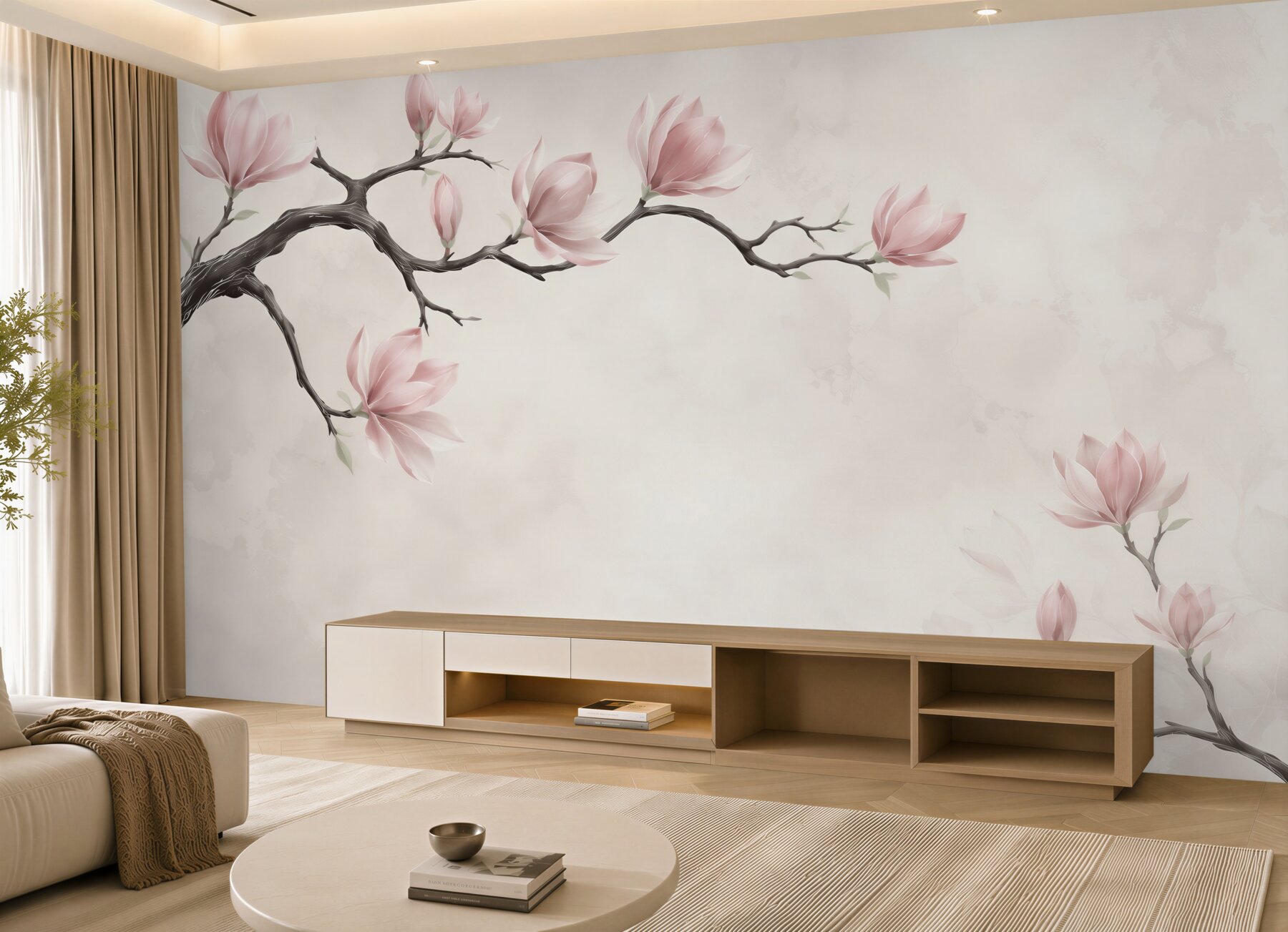 Fototapeta magnolie różowe na gałęziach elegancka i subtelna?v23