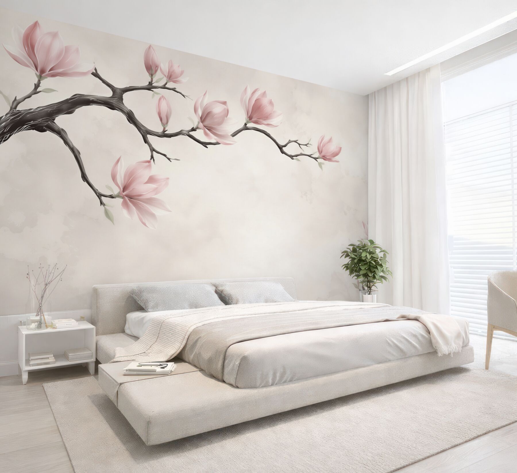 Fototapeta magnolie różowe na gałęziach elegancka i subtelna?v23