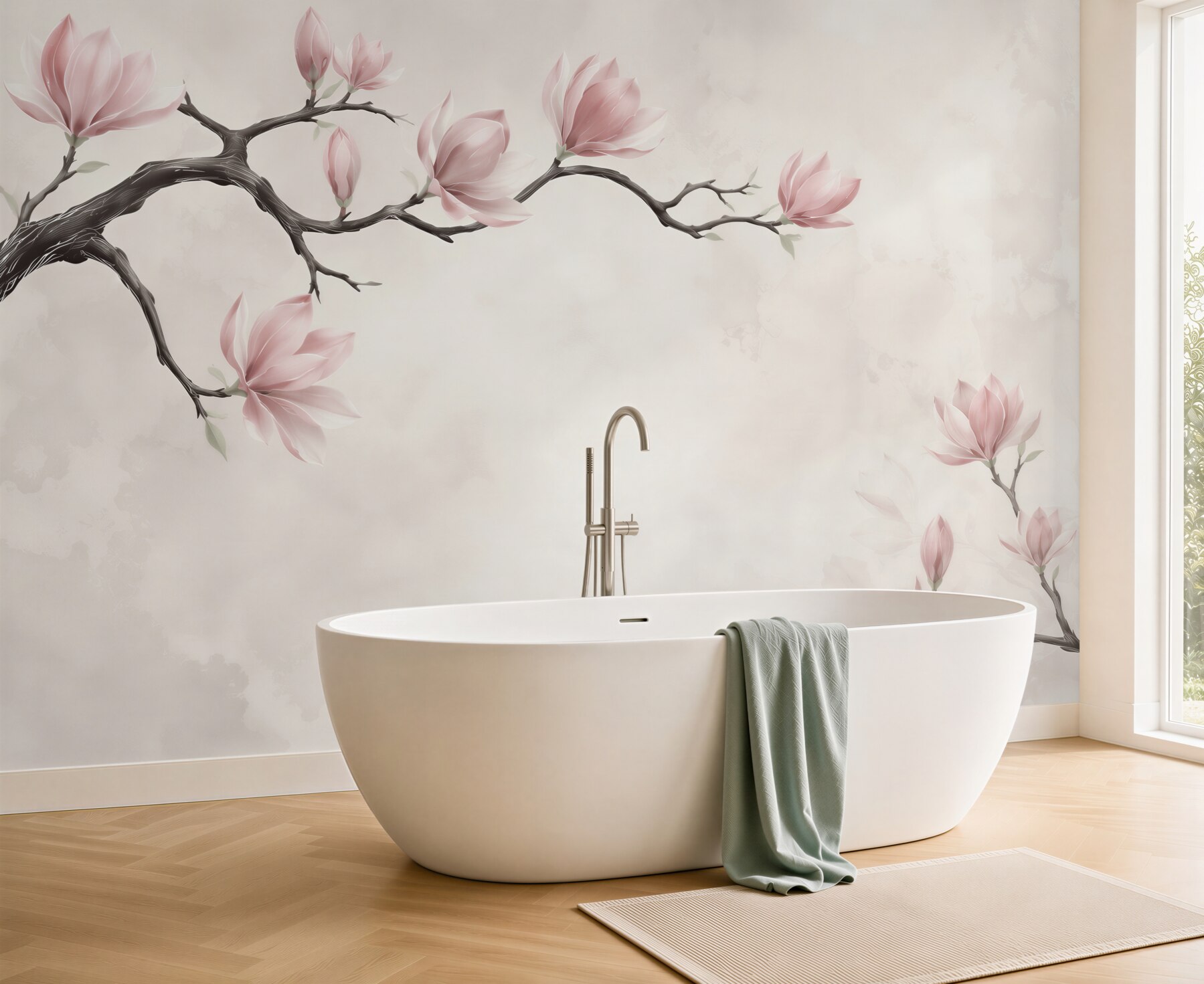 Fototapeta magnolie różowe na gałęziach elegancka i subtelna?v23
