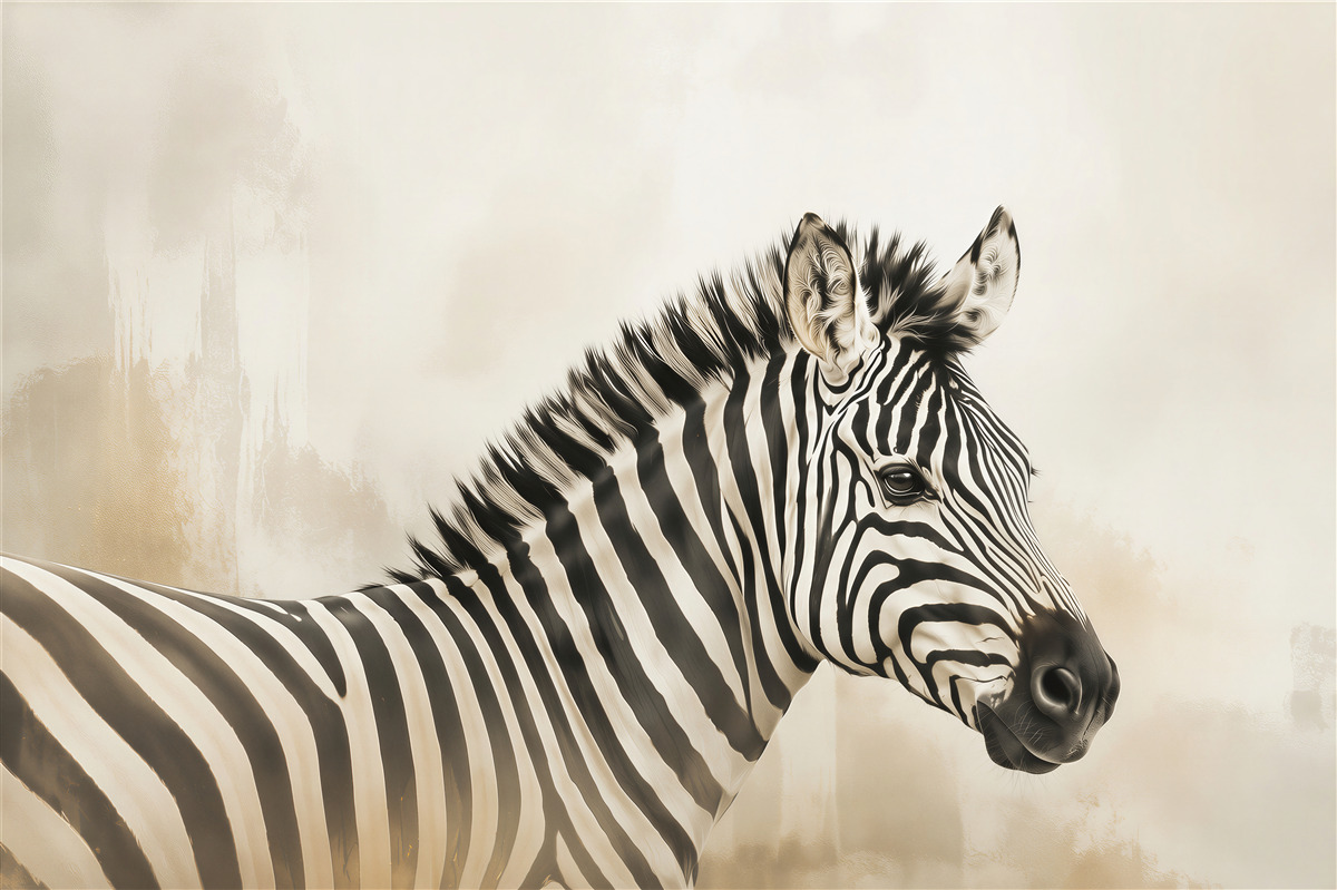 Fototapeta zebra czarno-biała portret na jasnym tle
