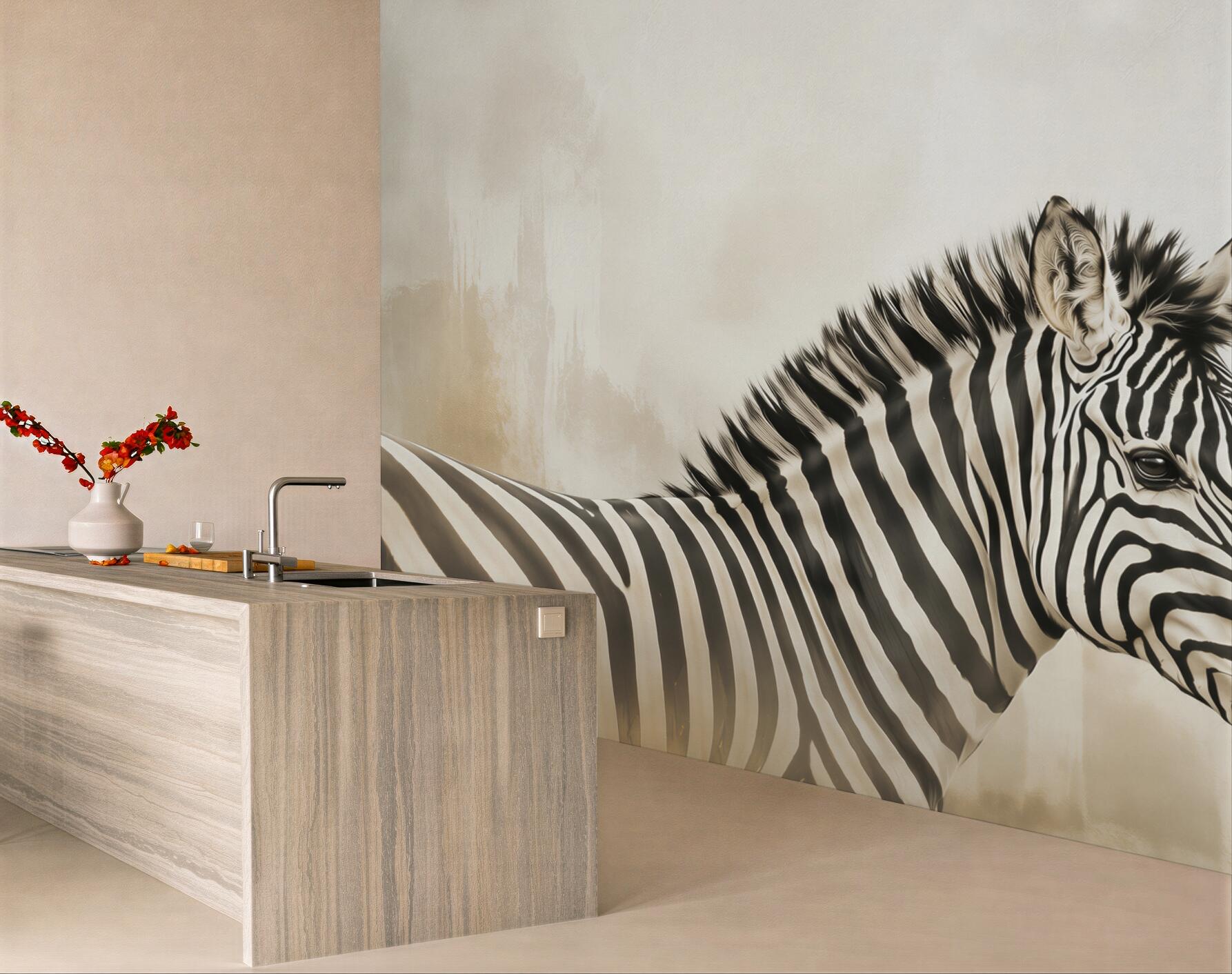 Fototapeta zebra czarno-biała portret na jasnym tle?v23