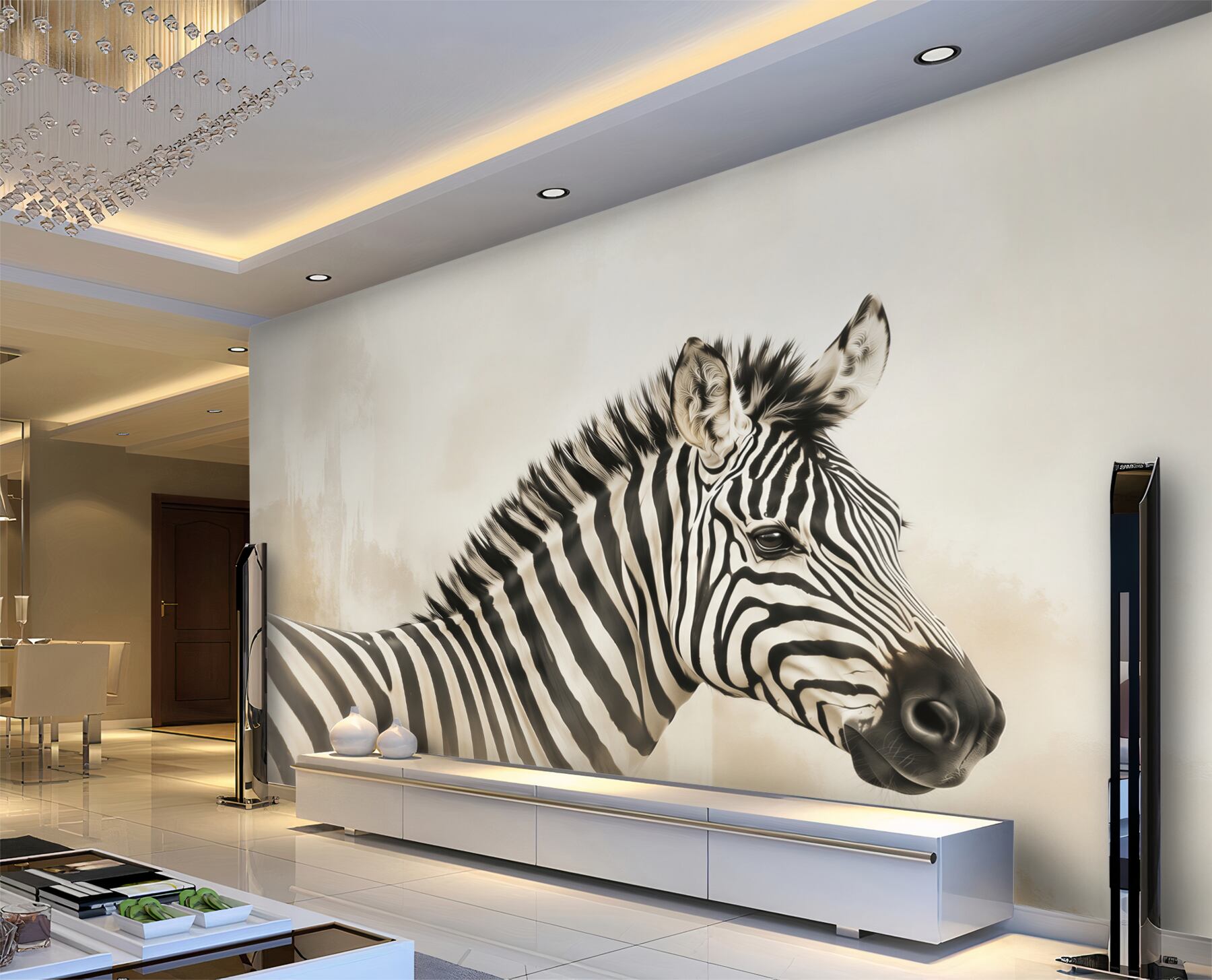 Fototapeta zebra czarno-biała portret na jasnym tle?v23