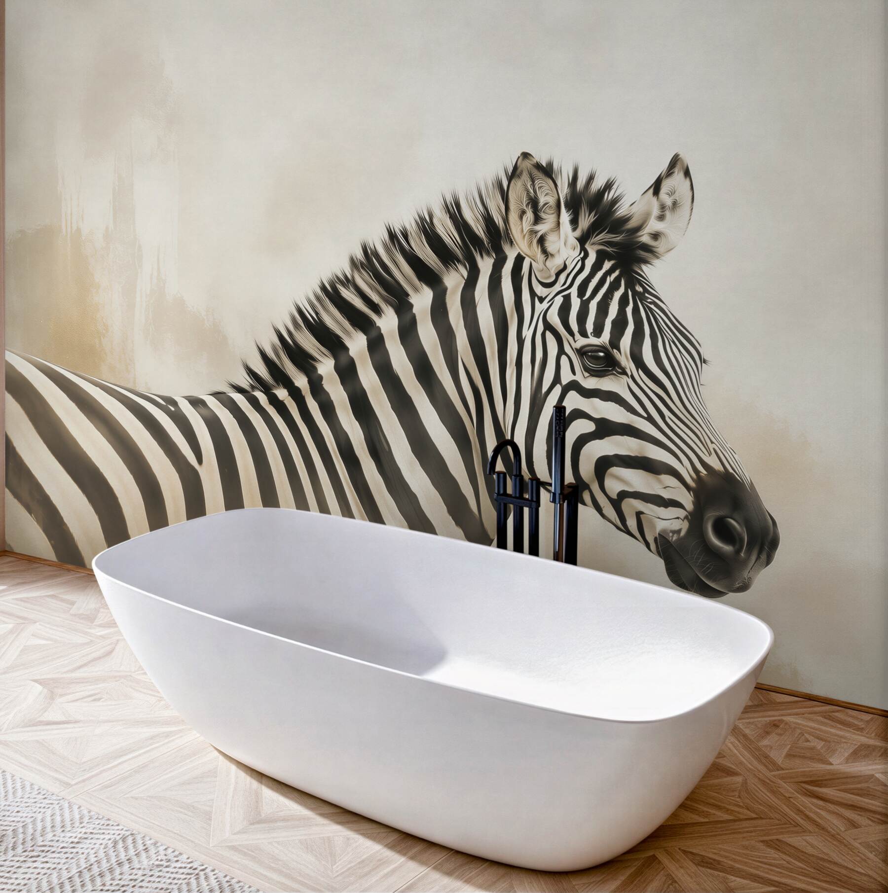 Fototapeta zebra czarno-biała portret na jasnym tle?v23