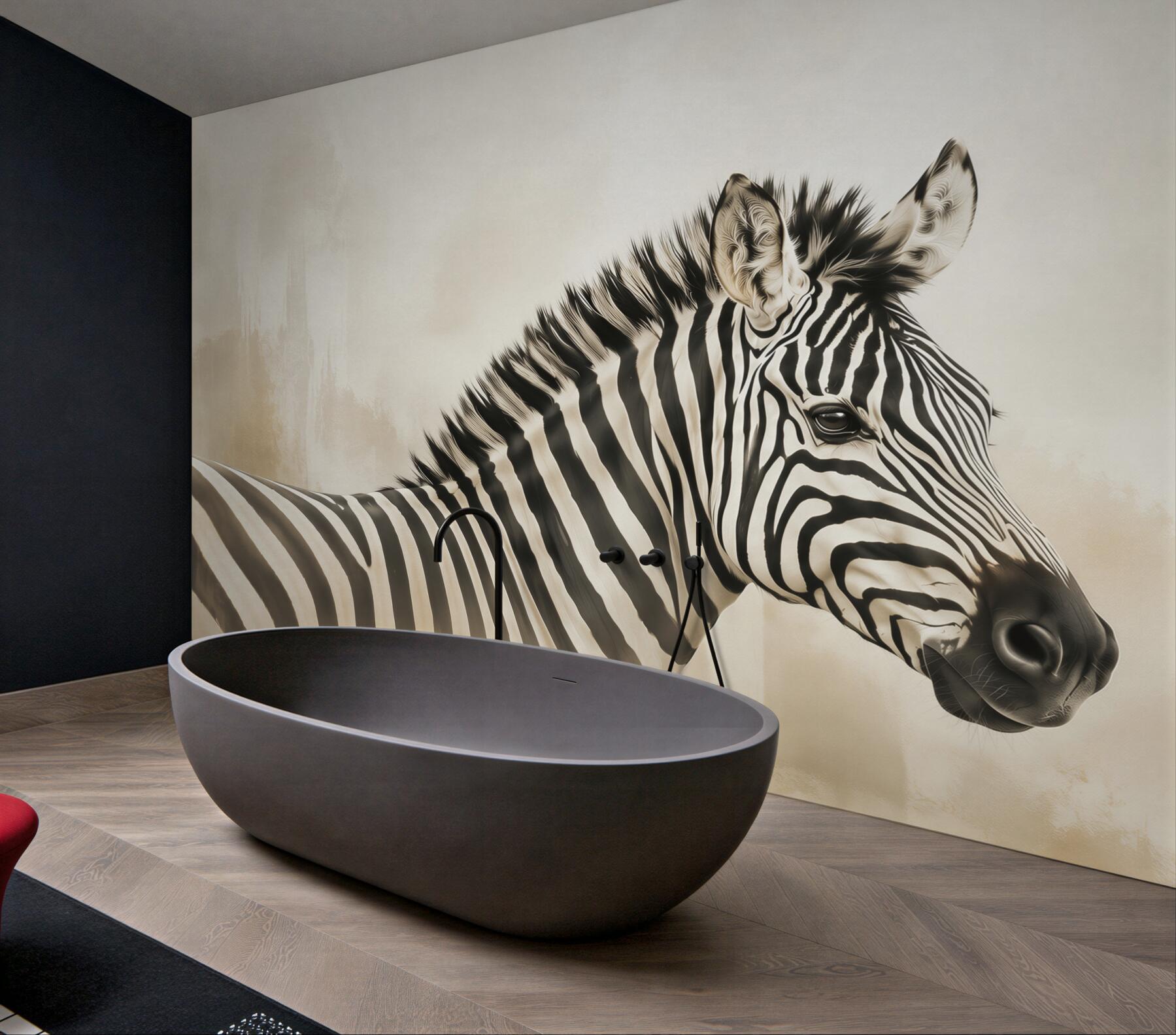 Fototapeta zebra czarno-biała portret na jasnym tle?v23
