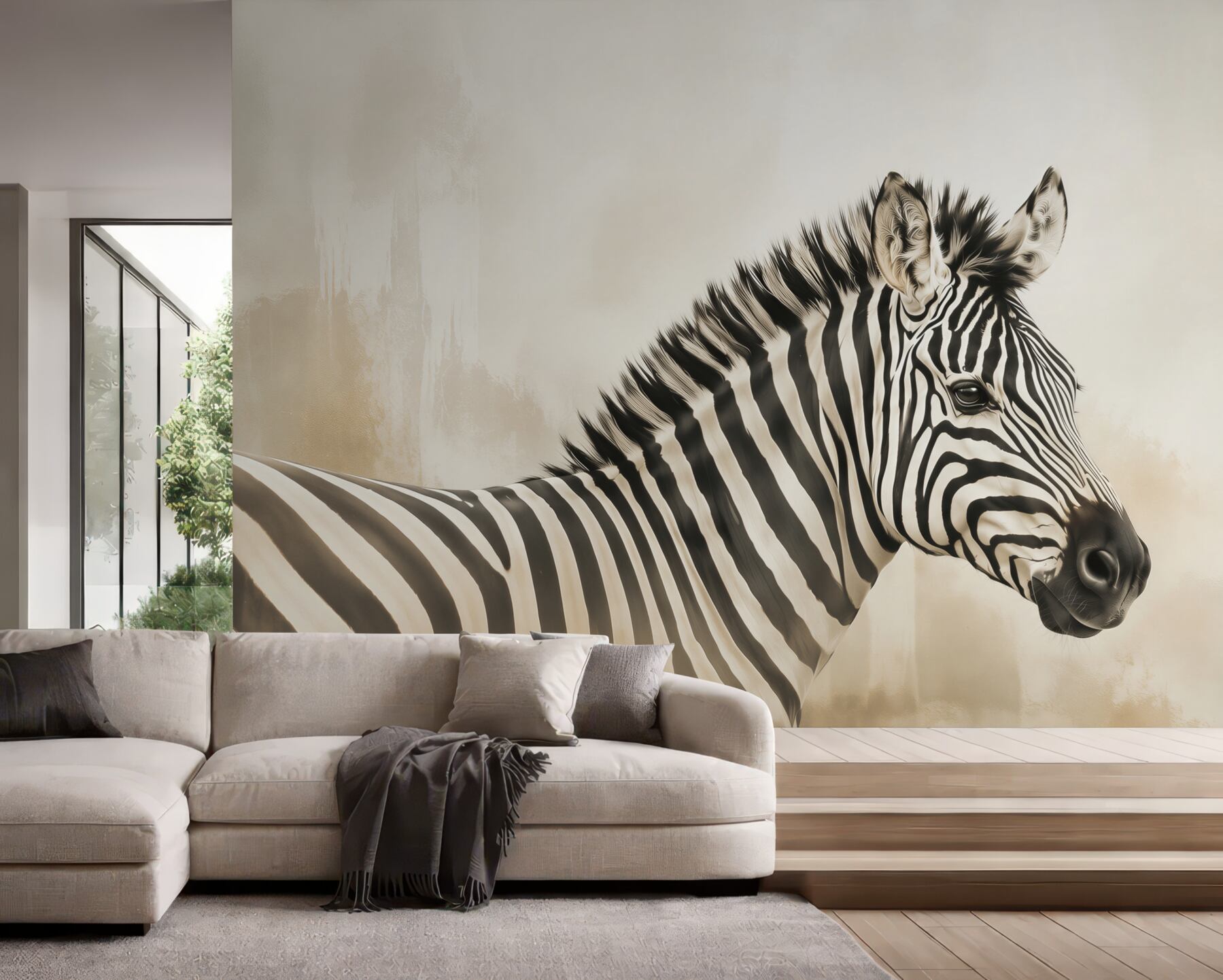 Fototapeta zebra czarno-biała portret na jasnym tle
