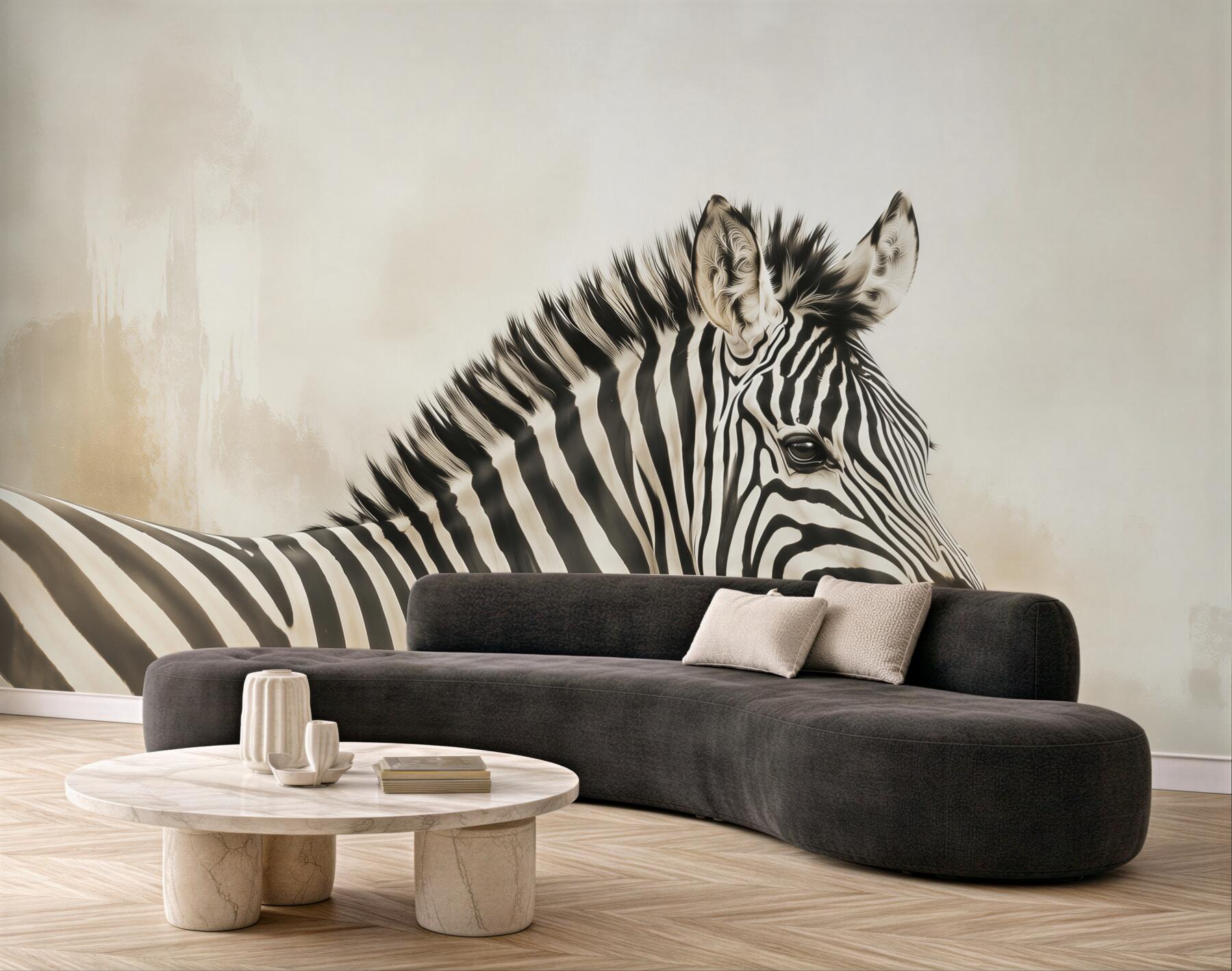 Fototapeta zebra czarno-biała portret na jasnym tle?v23
