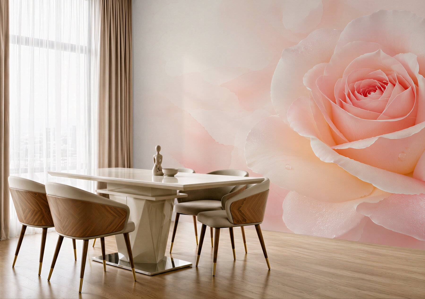 Fototapeta różowa róża makro pastelowa romantyczna do sypialni?v23