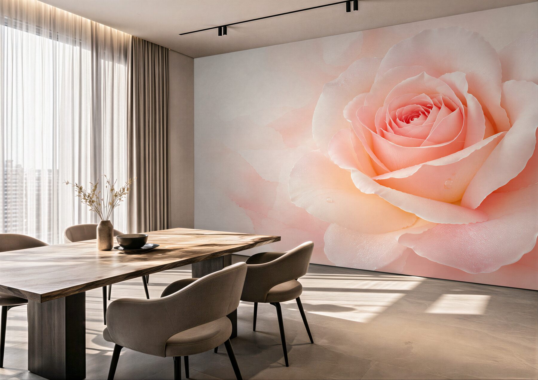 Fototapeta różowa róża makro pastelowa romantyczna do sypialni?v23