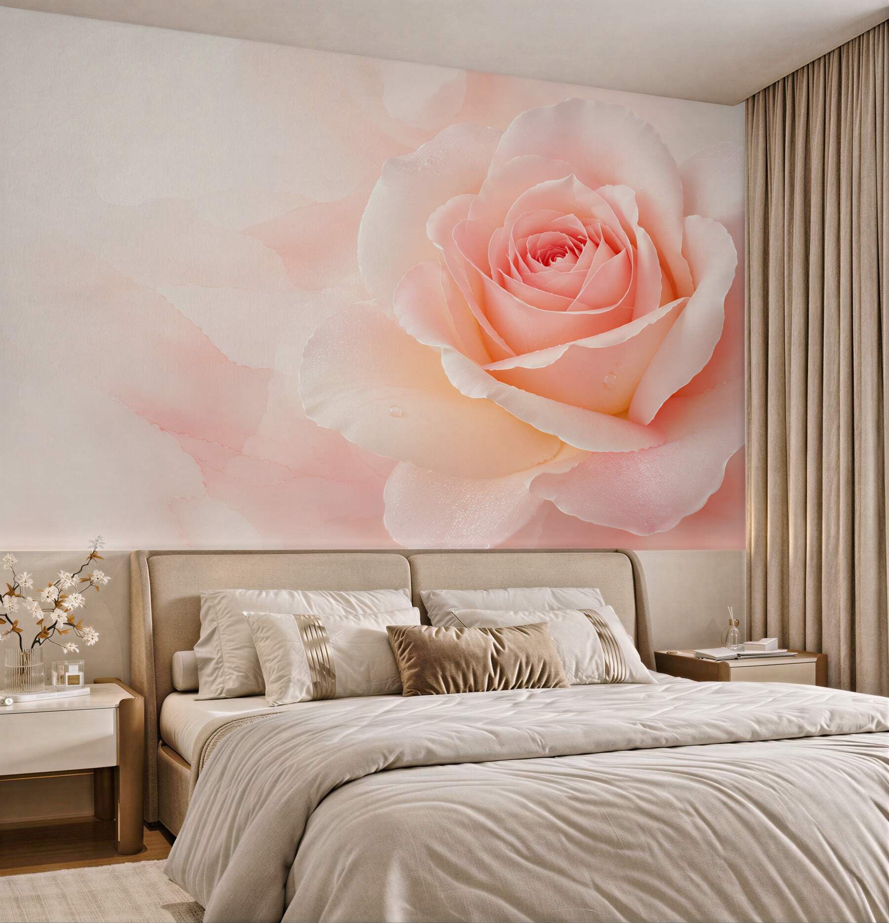 Fototapeta różowa róża makro pastelowa romantyczna do sypialni?v23