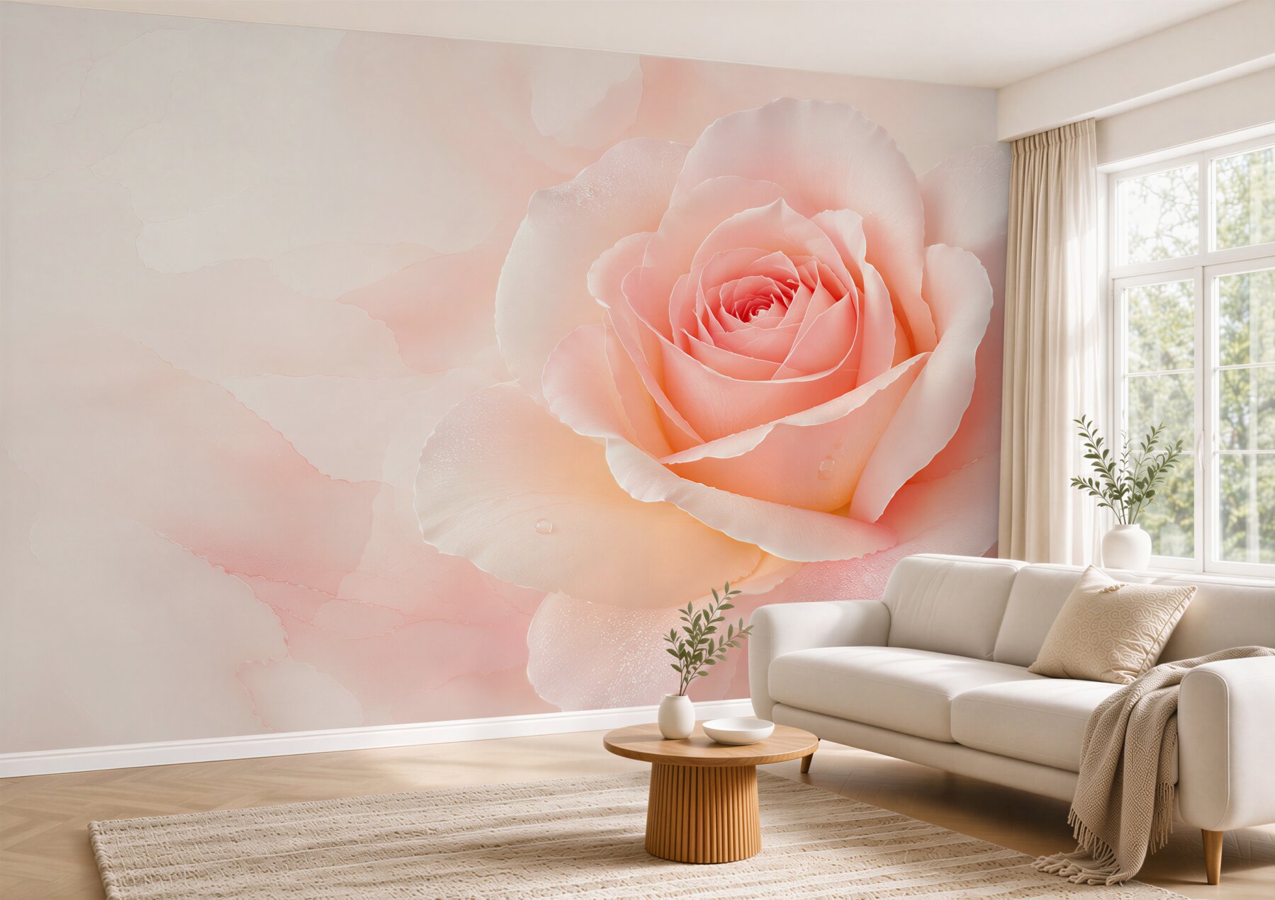 Fototapeta różowa róża makro pastelowa romantyczna do sypialni?v23