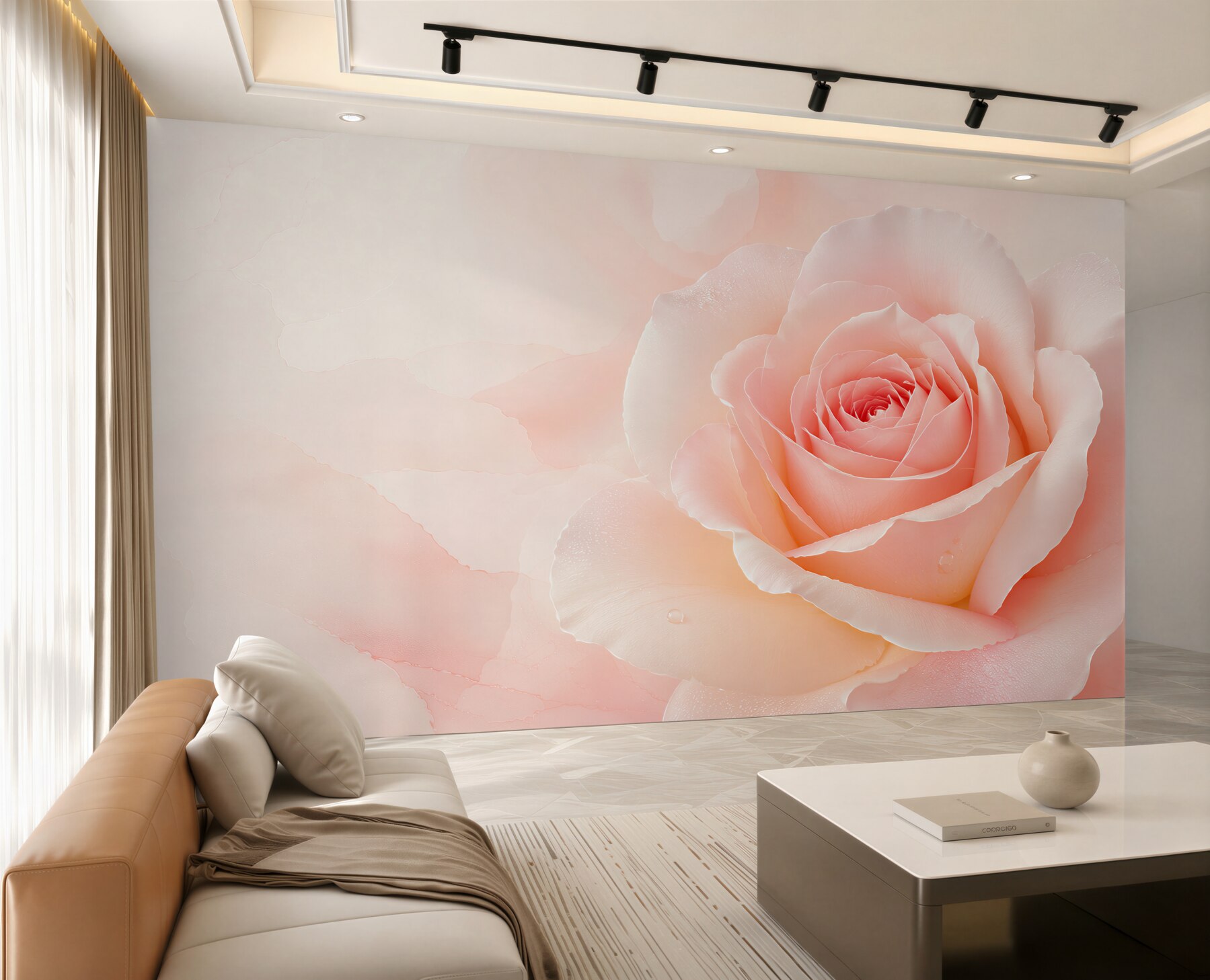 Fototapeta różowa róża makro pastelowa romantyczna do sypialni?v23