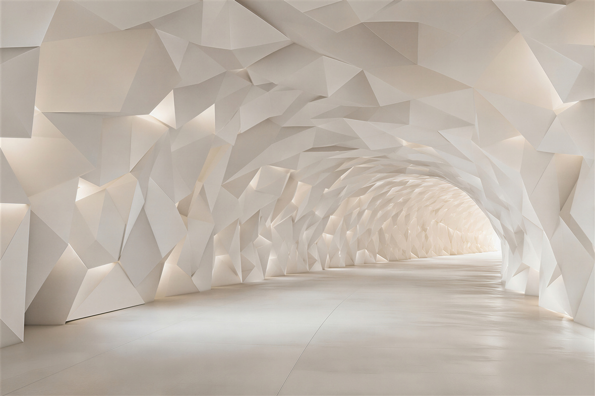 Fototapeta geometryczny biały tunel 3D nowoczesna do minimalistycznego wnętrza