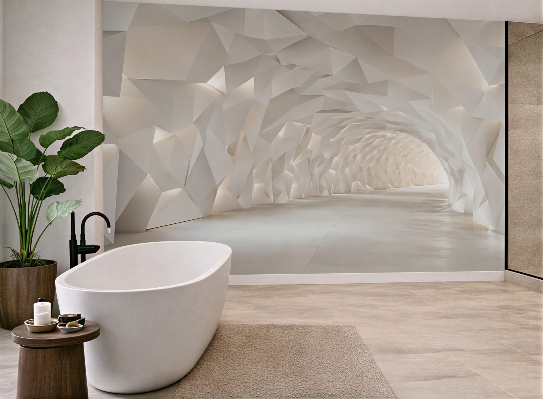 Fototapeta geometryczny biały tunel 3D nowoczesna do minimalistycznego wnętrza?v23