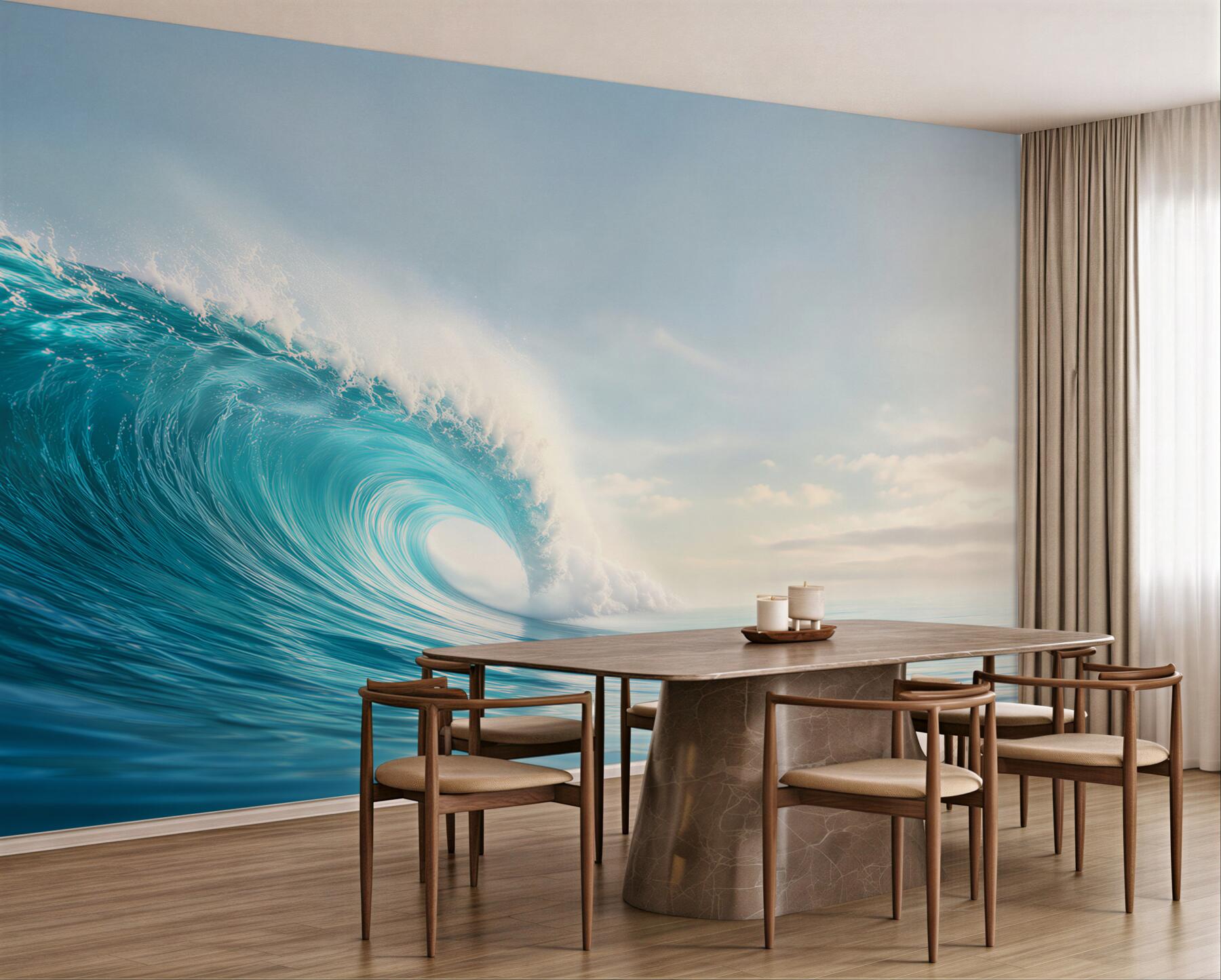 Fototapeta turkusowa fala oceanu o świcie spokojna?v23