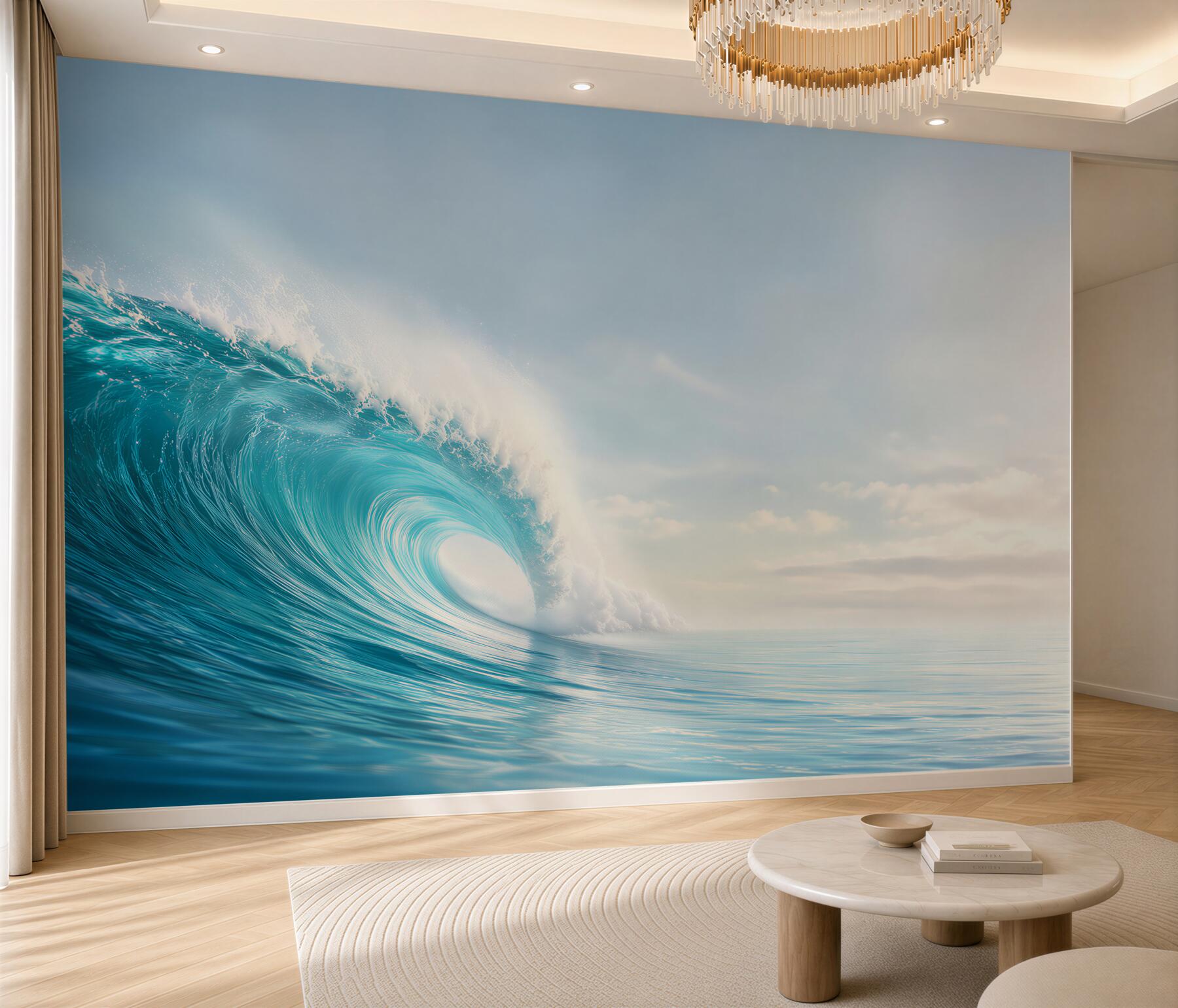 Fototapeta turkusowa fala oceanu o świcie spokojna?v23
