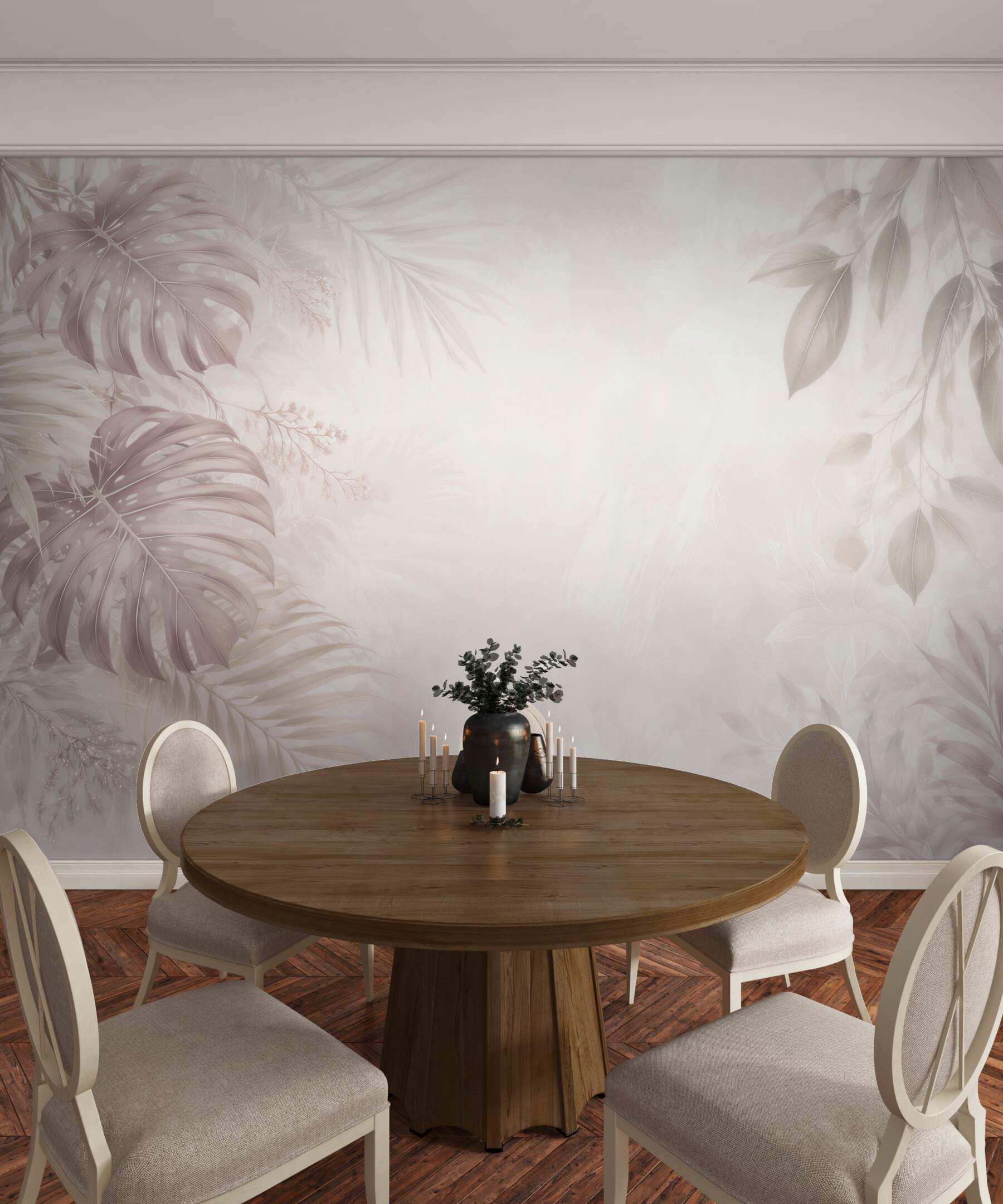 Fototapeta liście tropikalne beżowe pastelowe eleganckie?v23