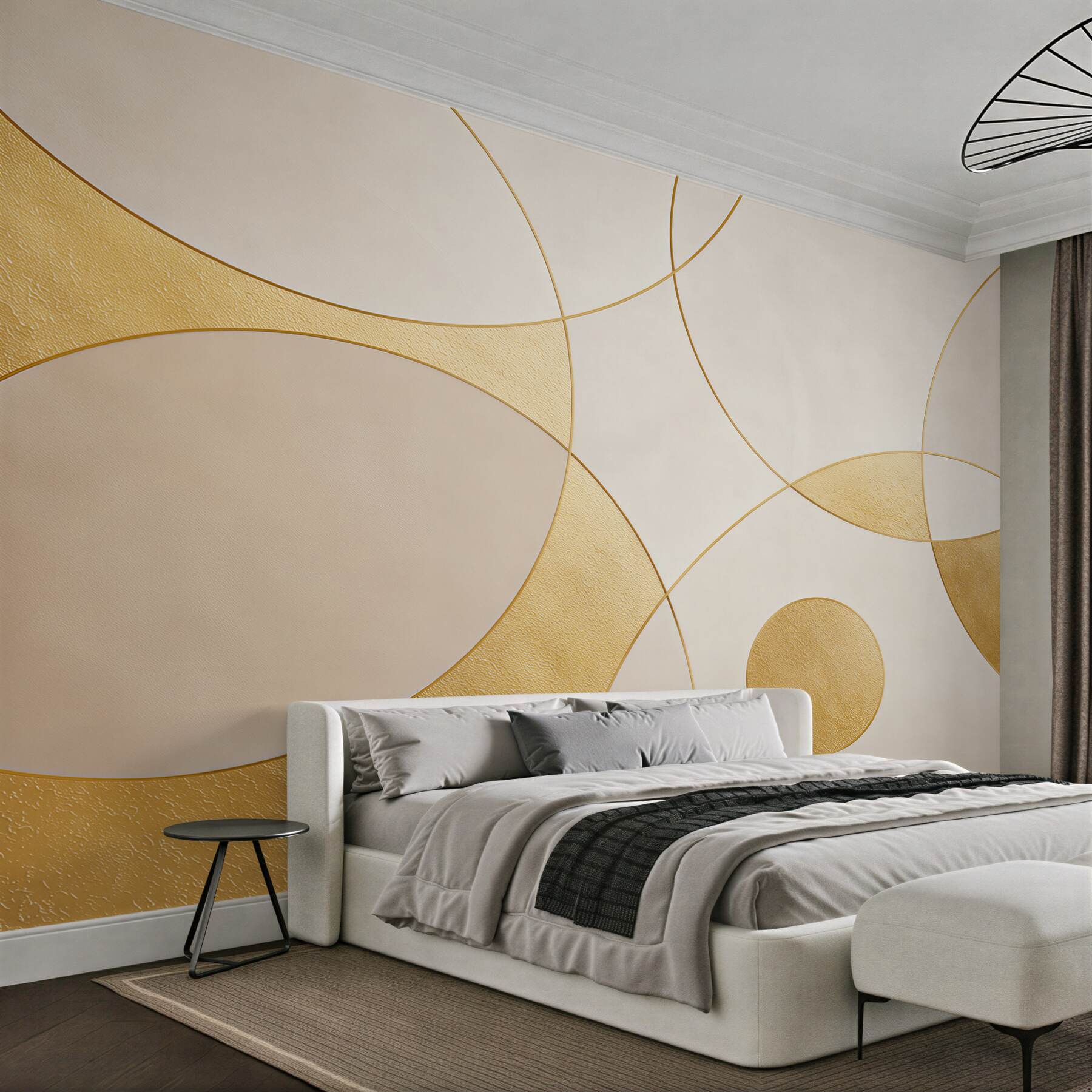 Fototapeta złote geometryczne koła na kremowym tle elegancka nowoczesna?v23