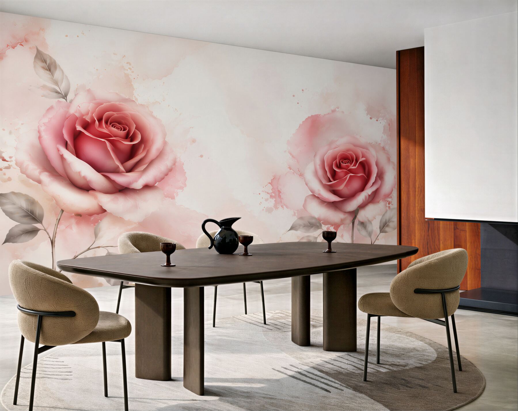 Fototapeta różowe róże na jasnym marmurkowym tle elegancka?v23