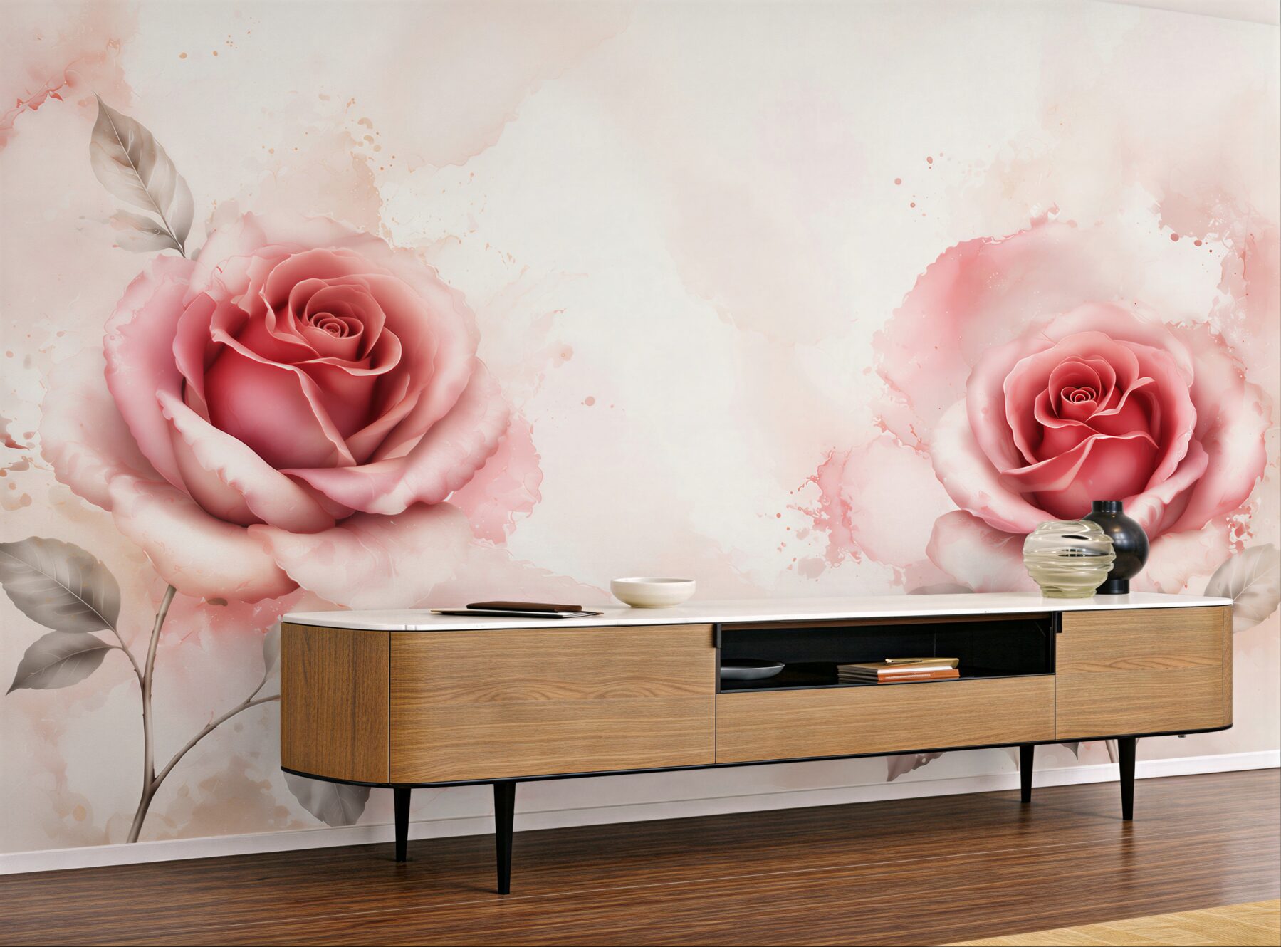 Fototapeta różowe róże na jasnym marmurkowym tle elegancka?v23
