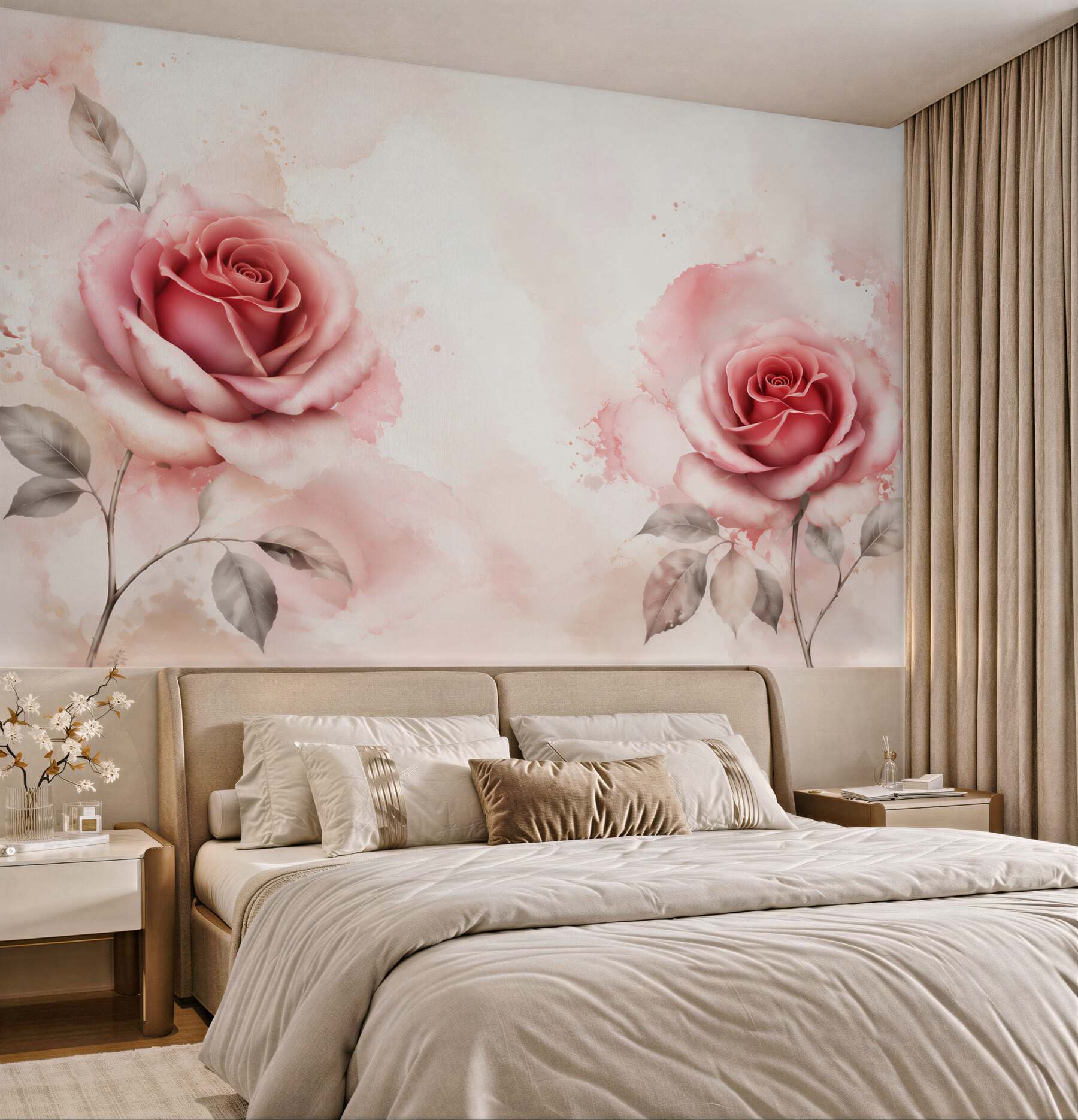 Fototapeta różowe róże na jasnym marmurkowym tle elegancka?v23