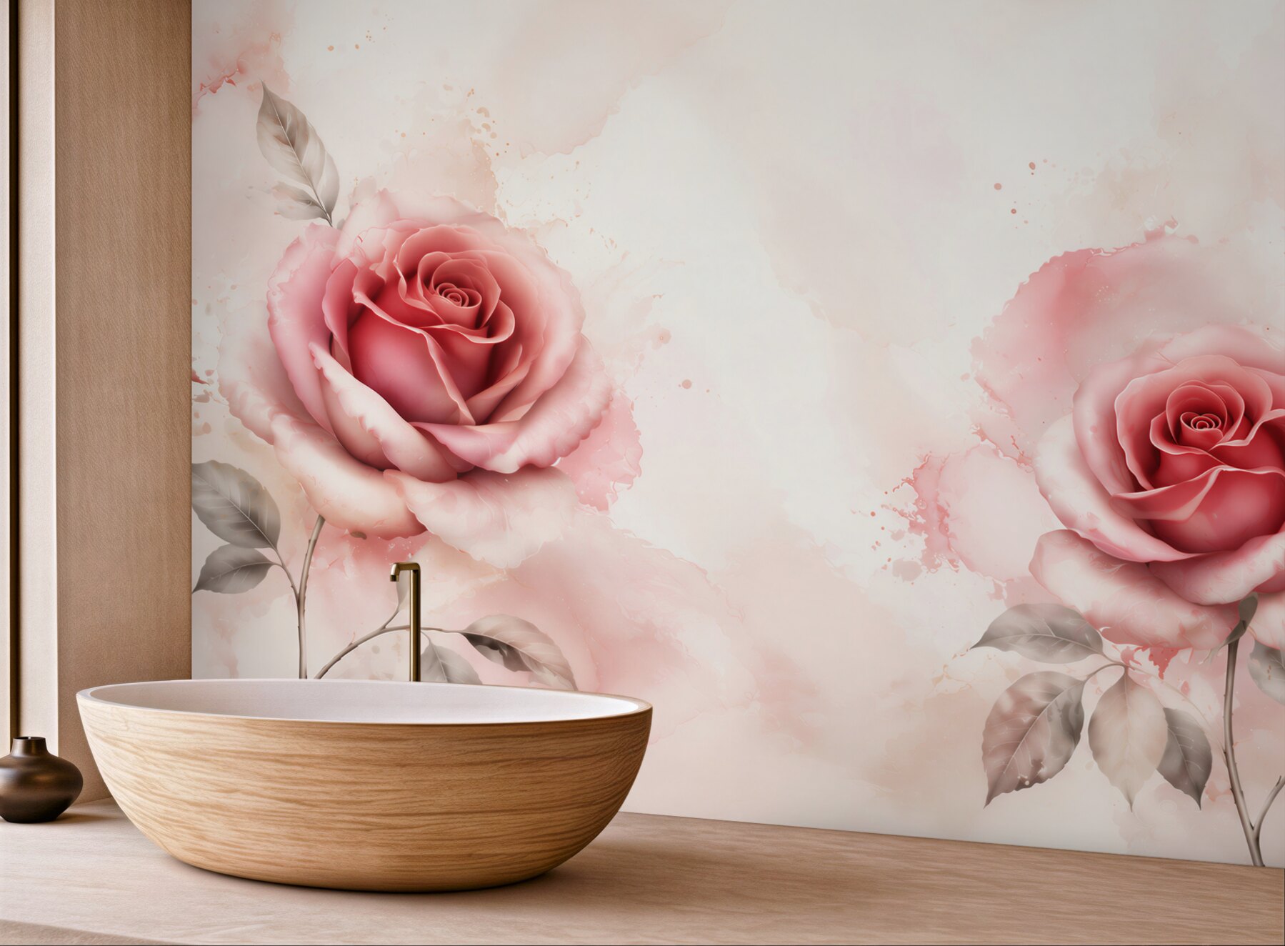 Fototapeta różowe róże na jasnym marmurkowym tle elegancka?v23