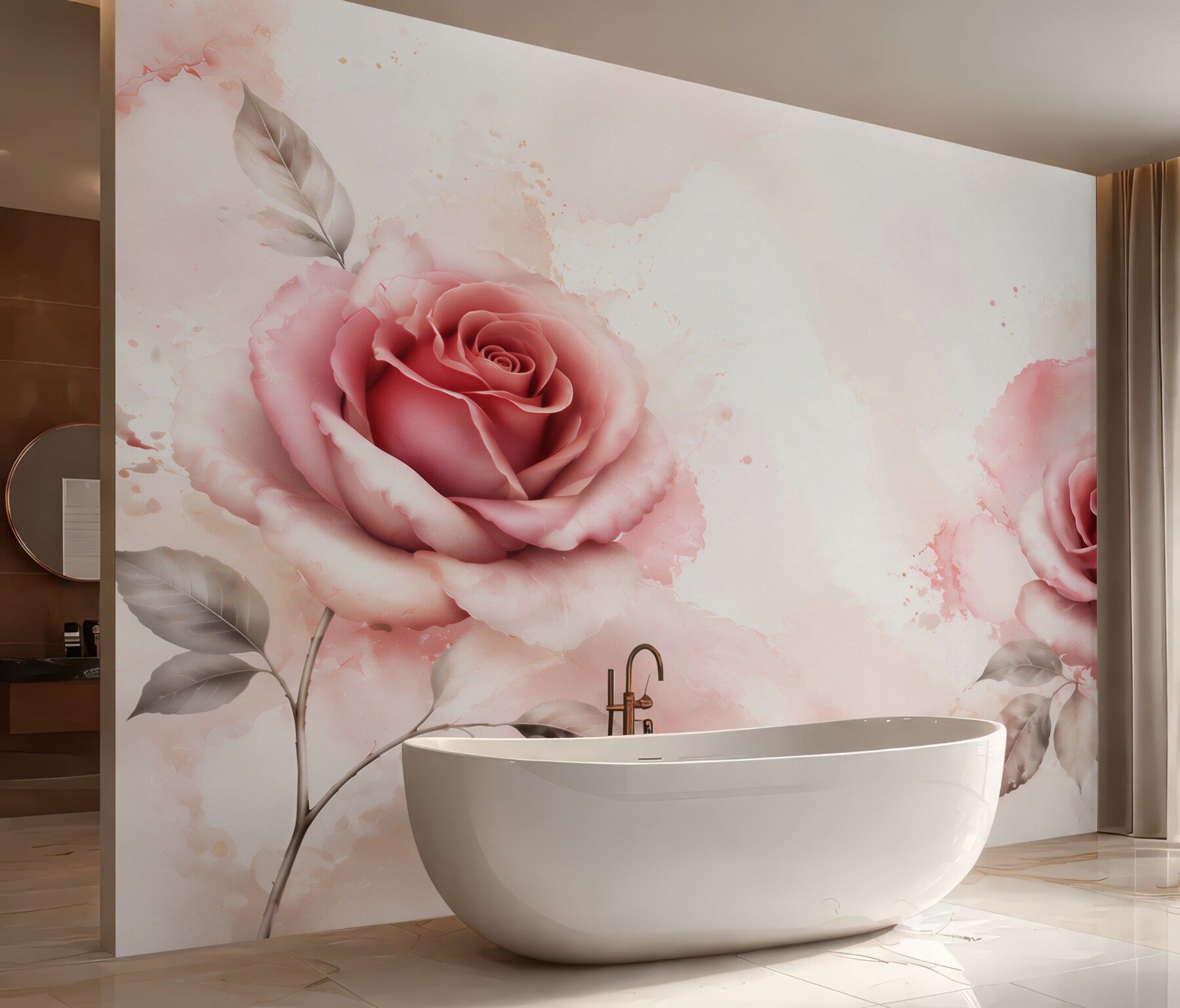 Fototapeta różowe róże na jasnym marmurkowym tle elegancka?v23
