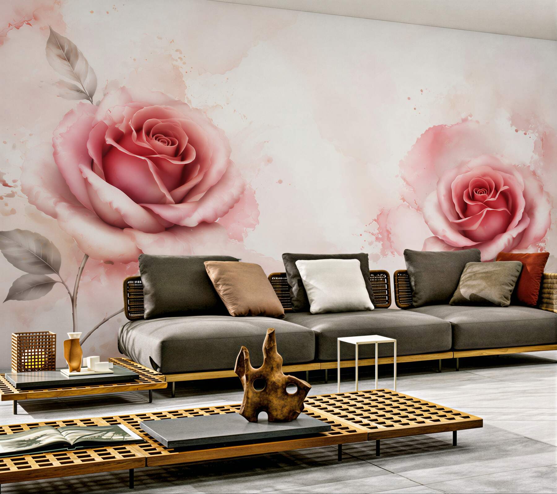 Fototapeta różowe róże na jasnym marmurkowym tle elegancka?v23