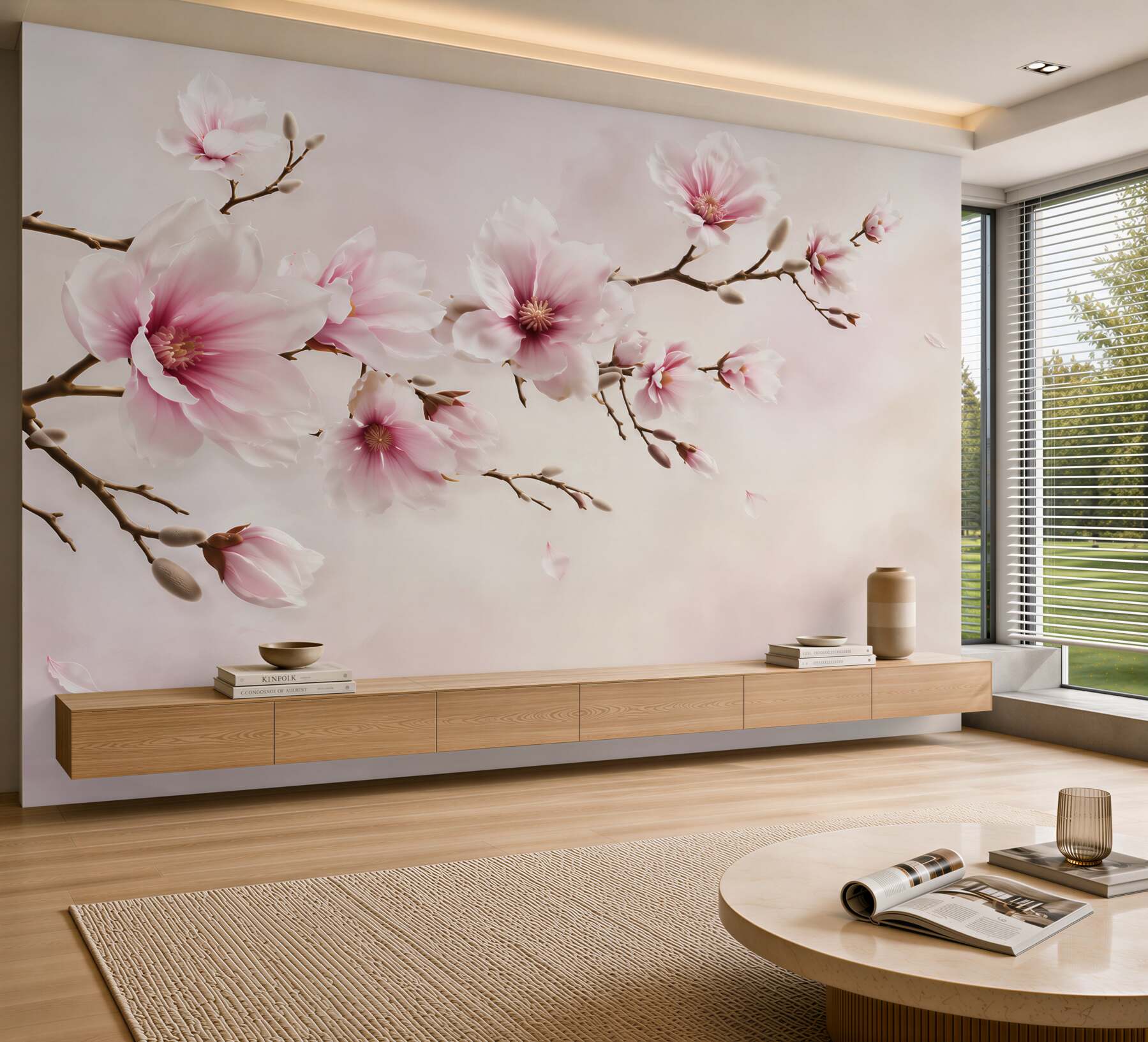 Fototapeta kwitnąca magnolia różowa na delikatnym pastelowym tle?v23