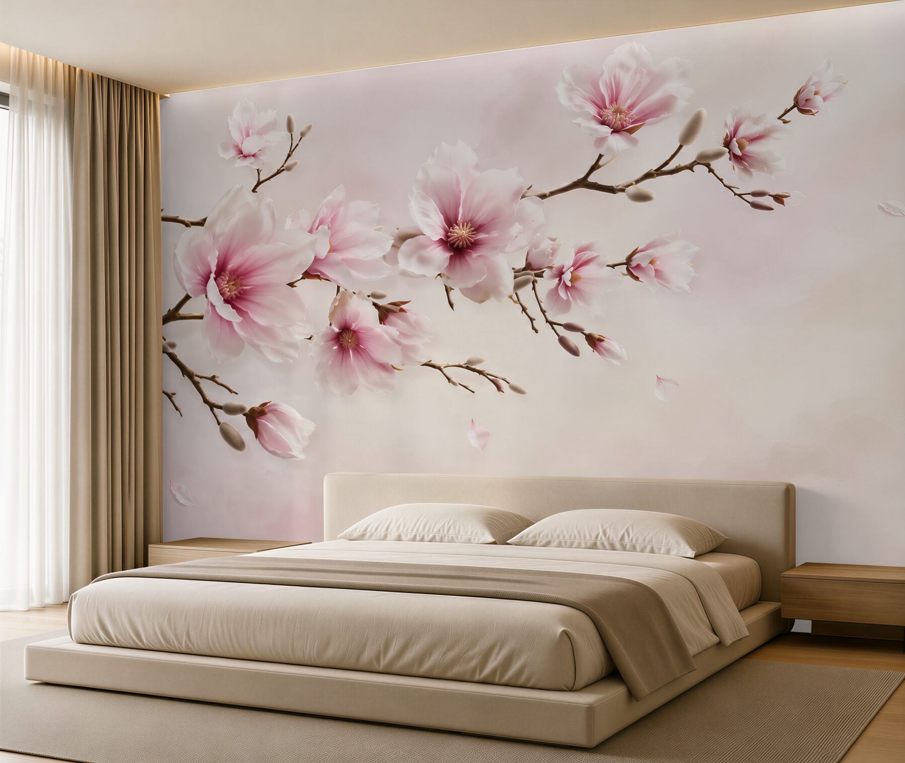 Fototapeta kwitnąca magnolia różowa na delikatnym pastelowym tle?v23