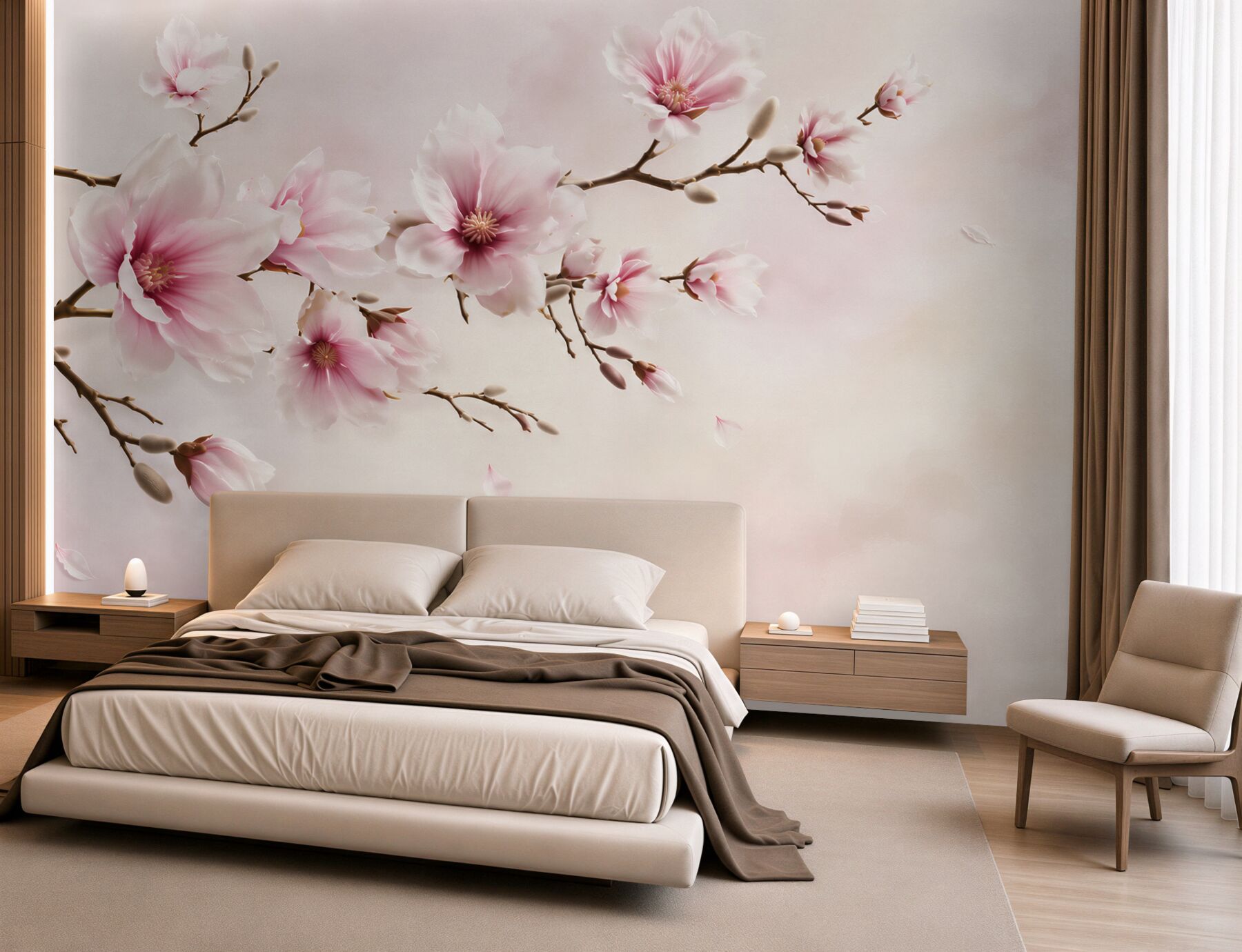 Fototapeta kwitnąca magnolia różowa na delikatnym pastelowym tle?v23
