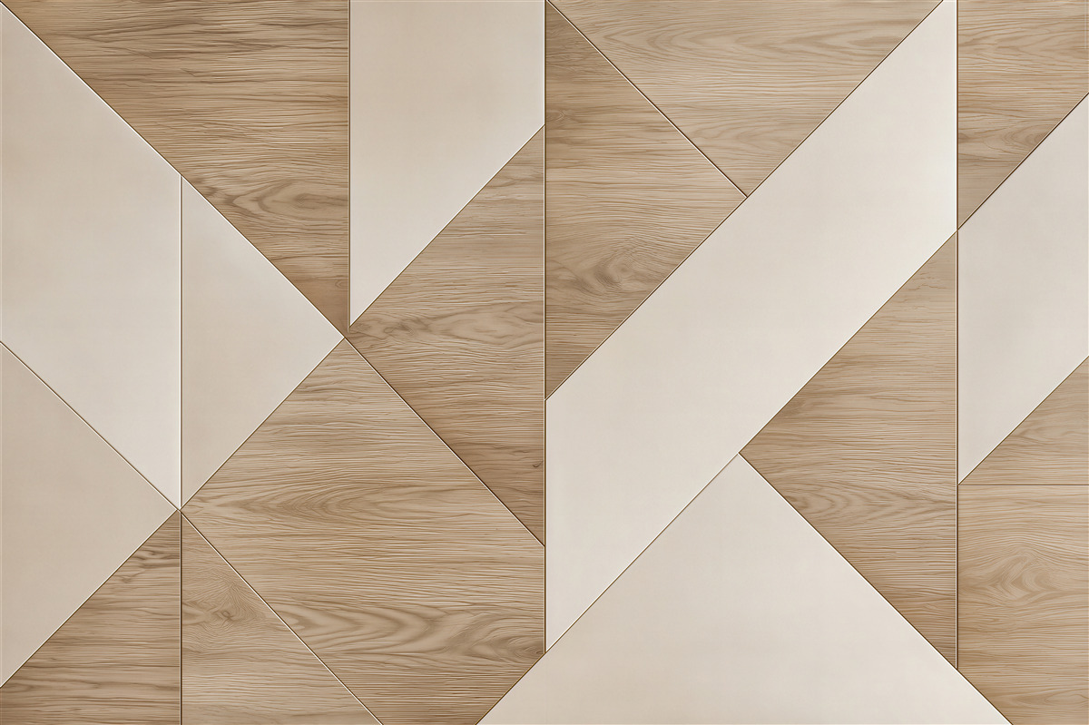 Fototapeta geometryczne panele drewniane beżowe nowoczesny wzór 3D