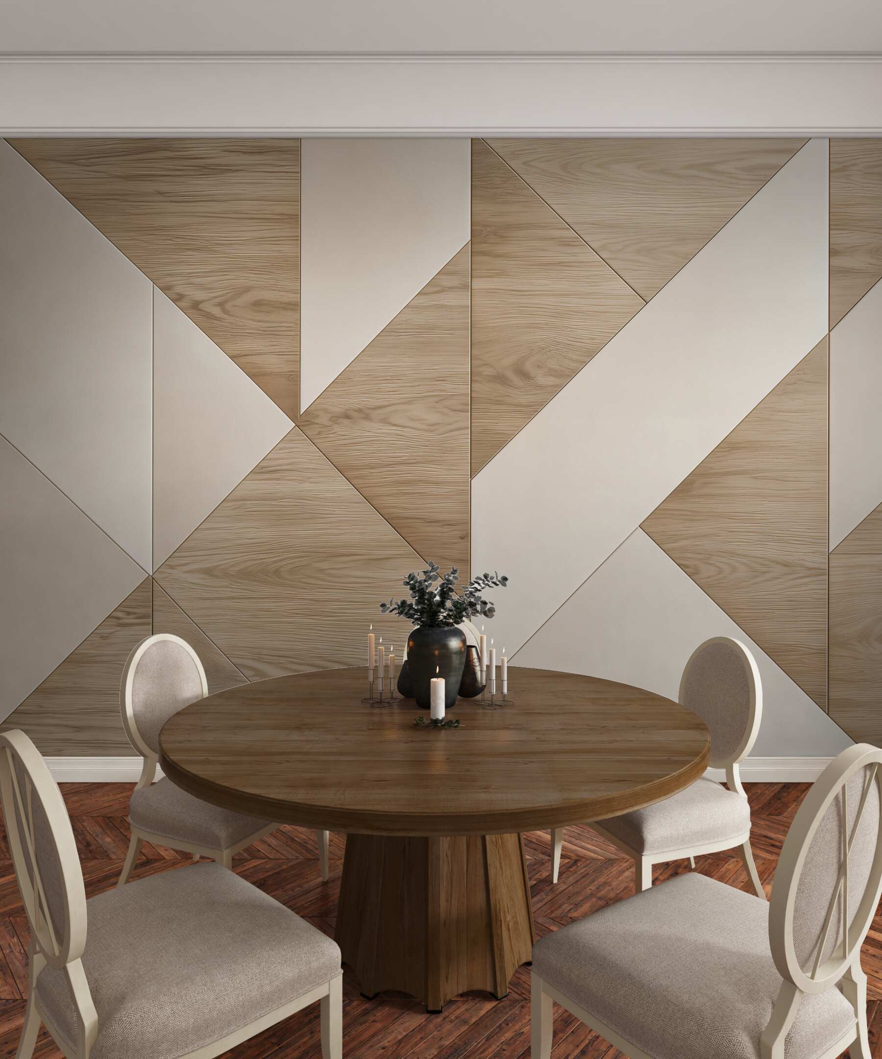 Fototapeta geometryczne panele drewniane beżowe nowoczesny wzór 3D?v23