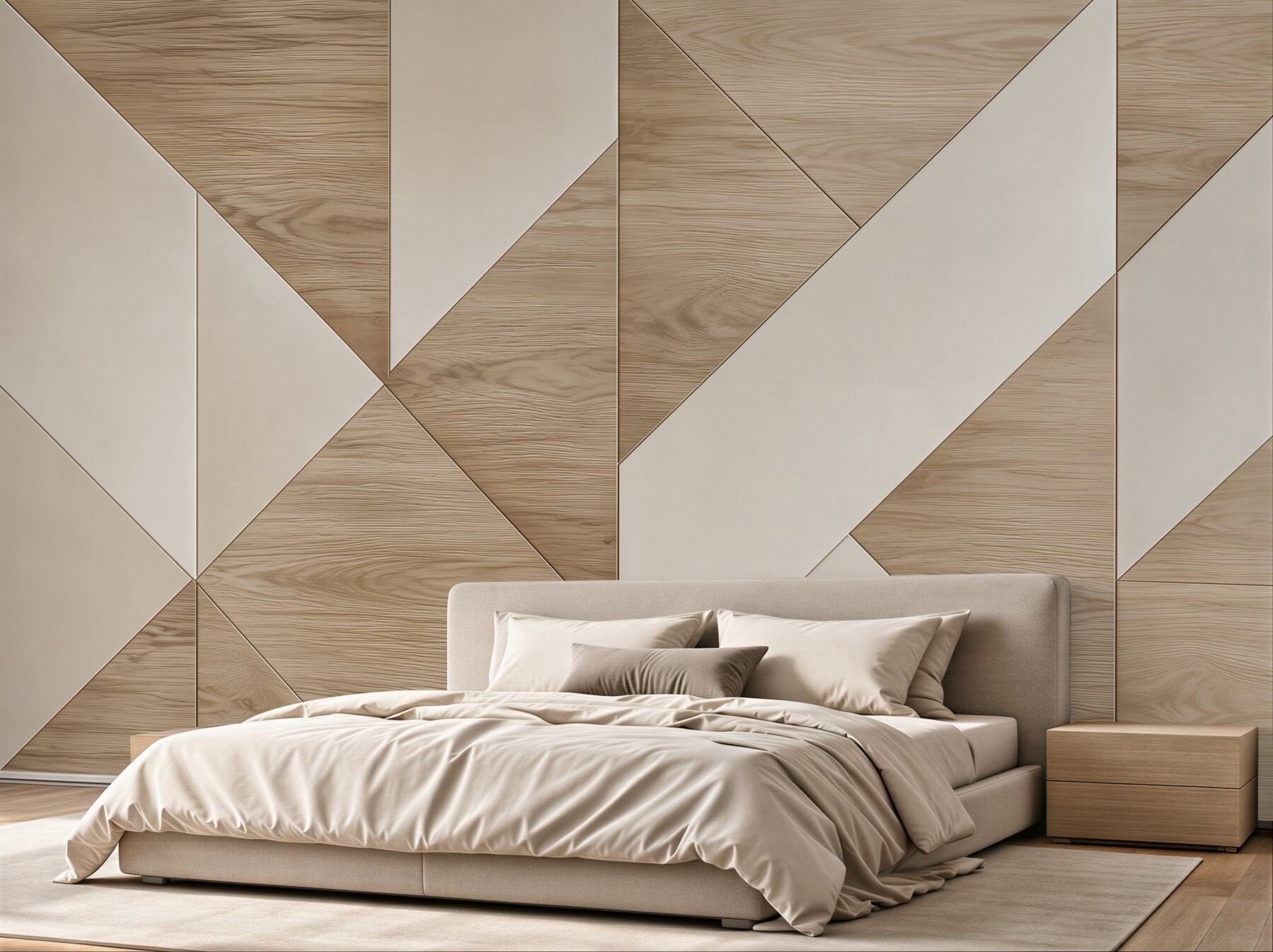 Fototapeta geometryczne panele drewniane beżowe nowoczesny wzór 3D?v23