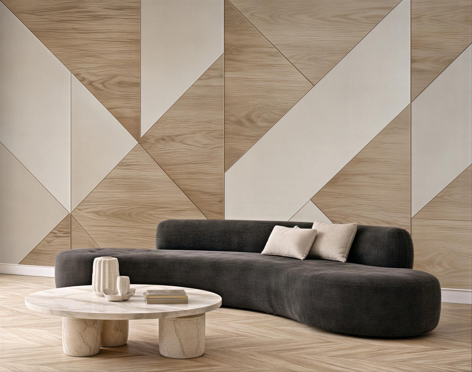 Fototapeta geometryczne panele drewniane beżowe nowoczesny wzór 3D?v23