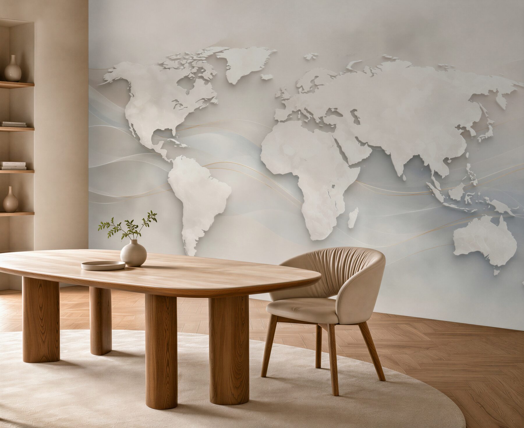 Fototapeta mapa świata beżowa nowoczesna 3D do biura i salonu?v23