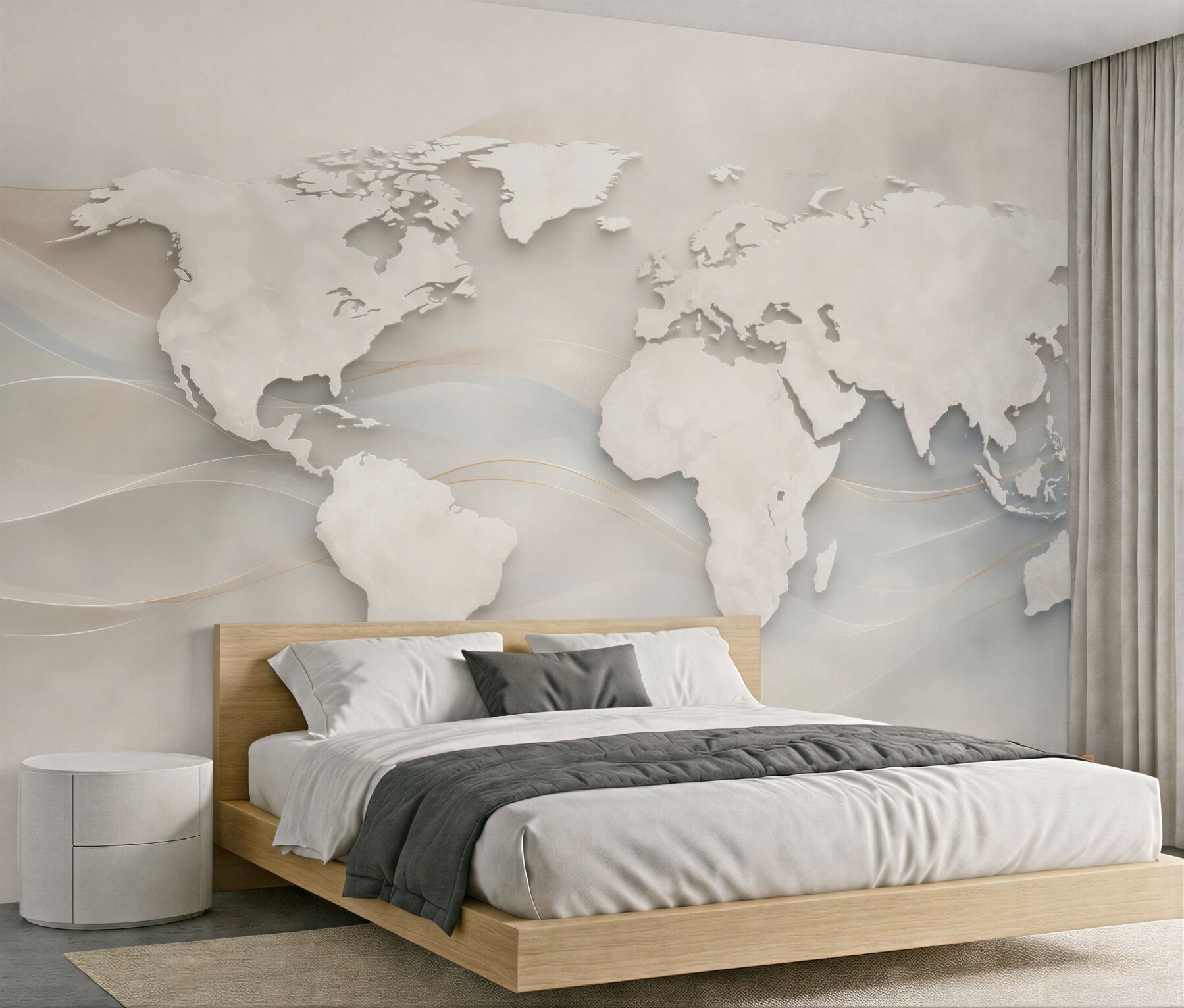 Fototapeta mapa świata beżowa nowoczesna 3D do biura i salonu?v23