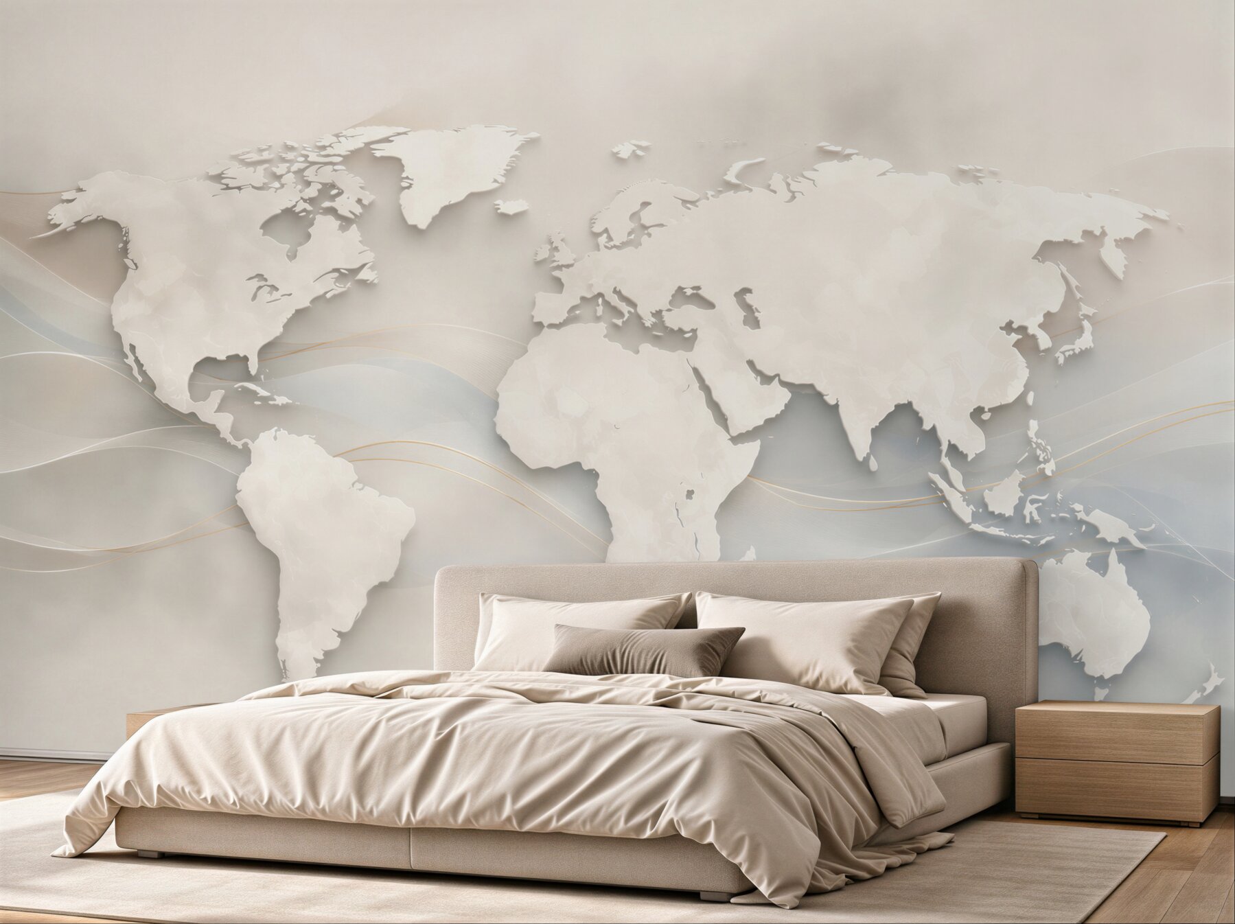 Fototapeta mapa świata beżowa nowoczesna 3D do biura i salonu?v23