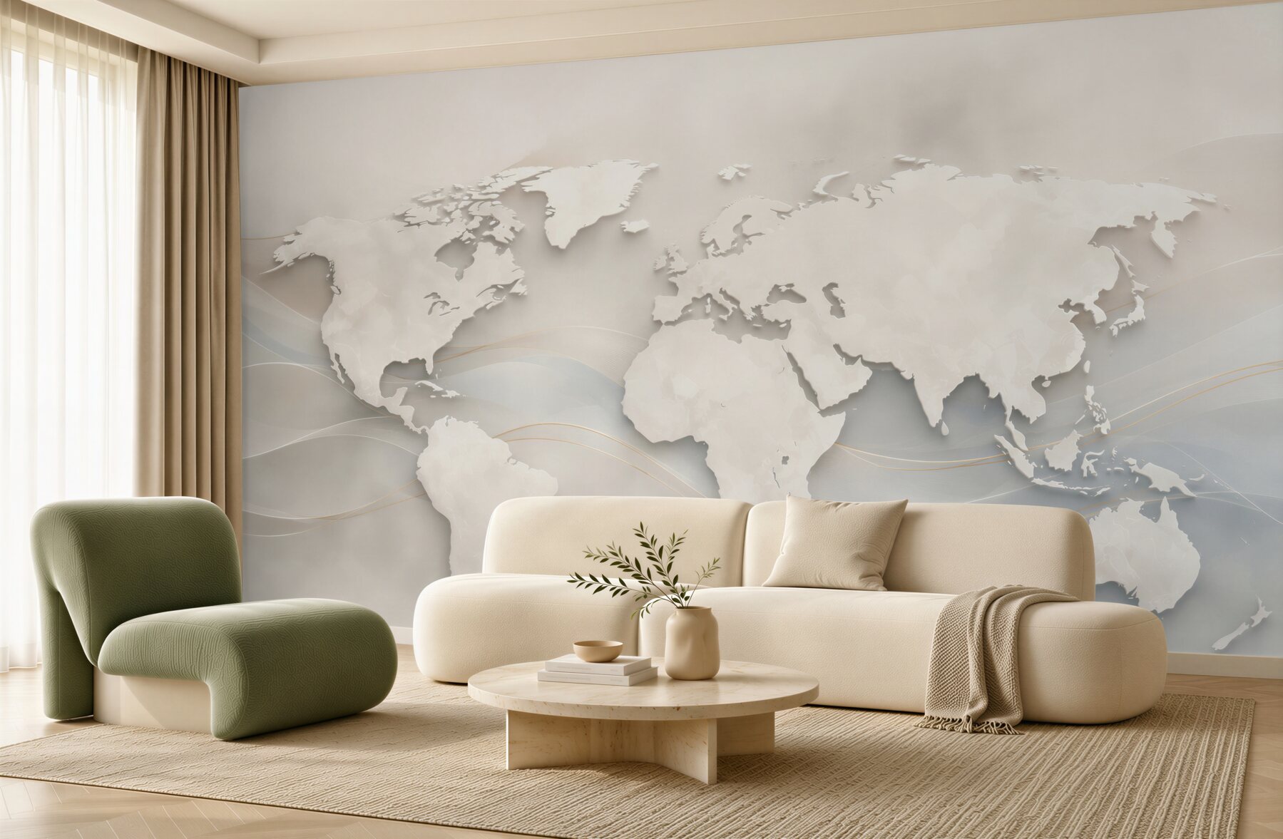Fototapeta mapa świata beżowa nowoczesna 3D do biura i salonu?v23