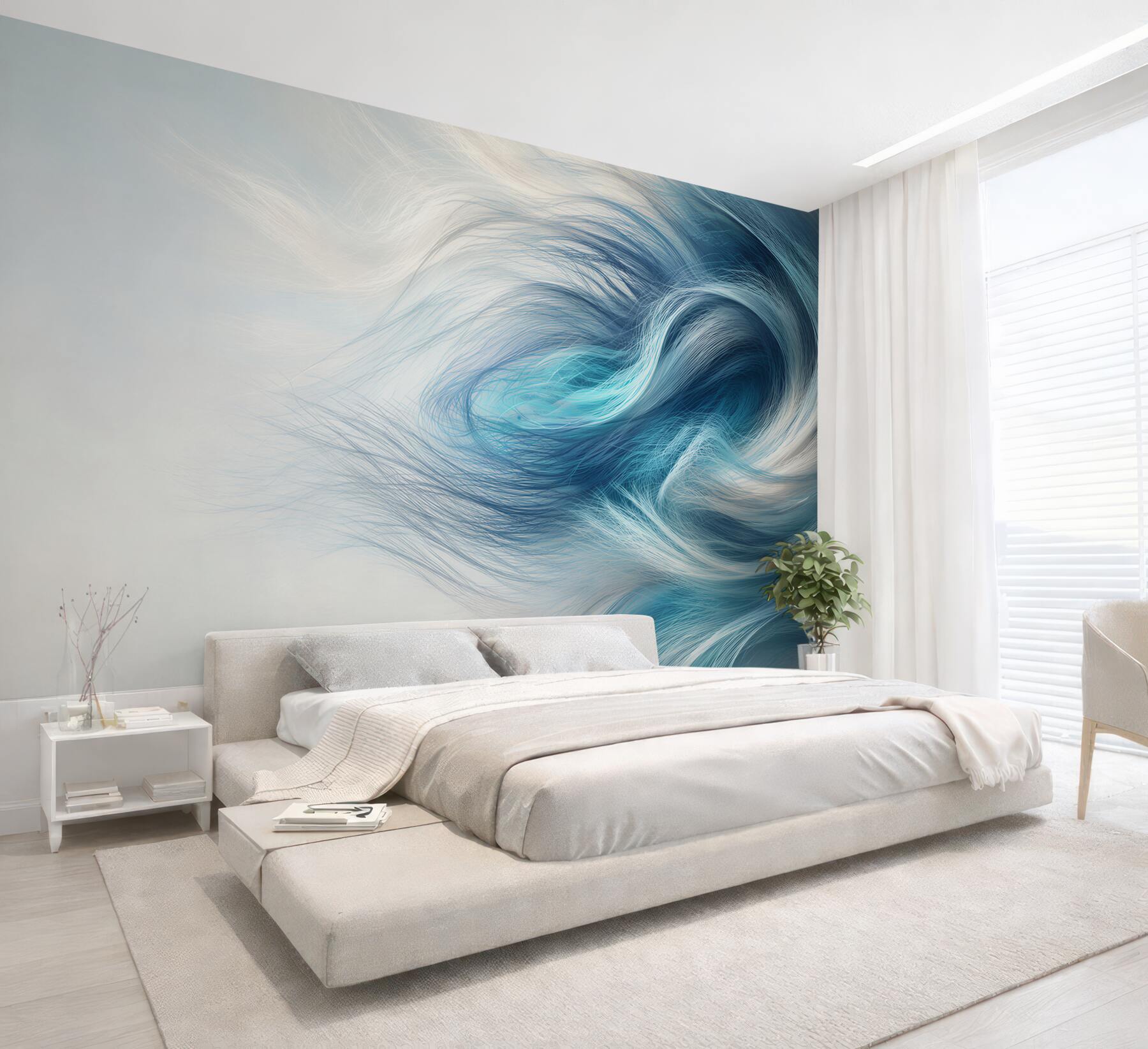 Fototapeta abstrakcyjne niebieskie fale w nowoczesnym stylu?v23