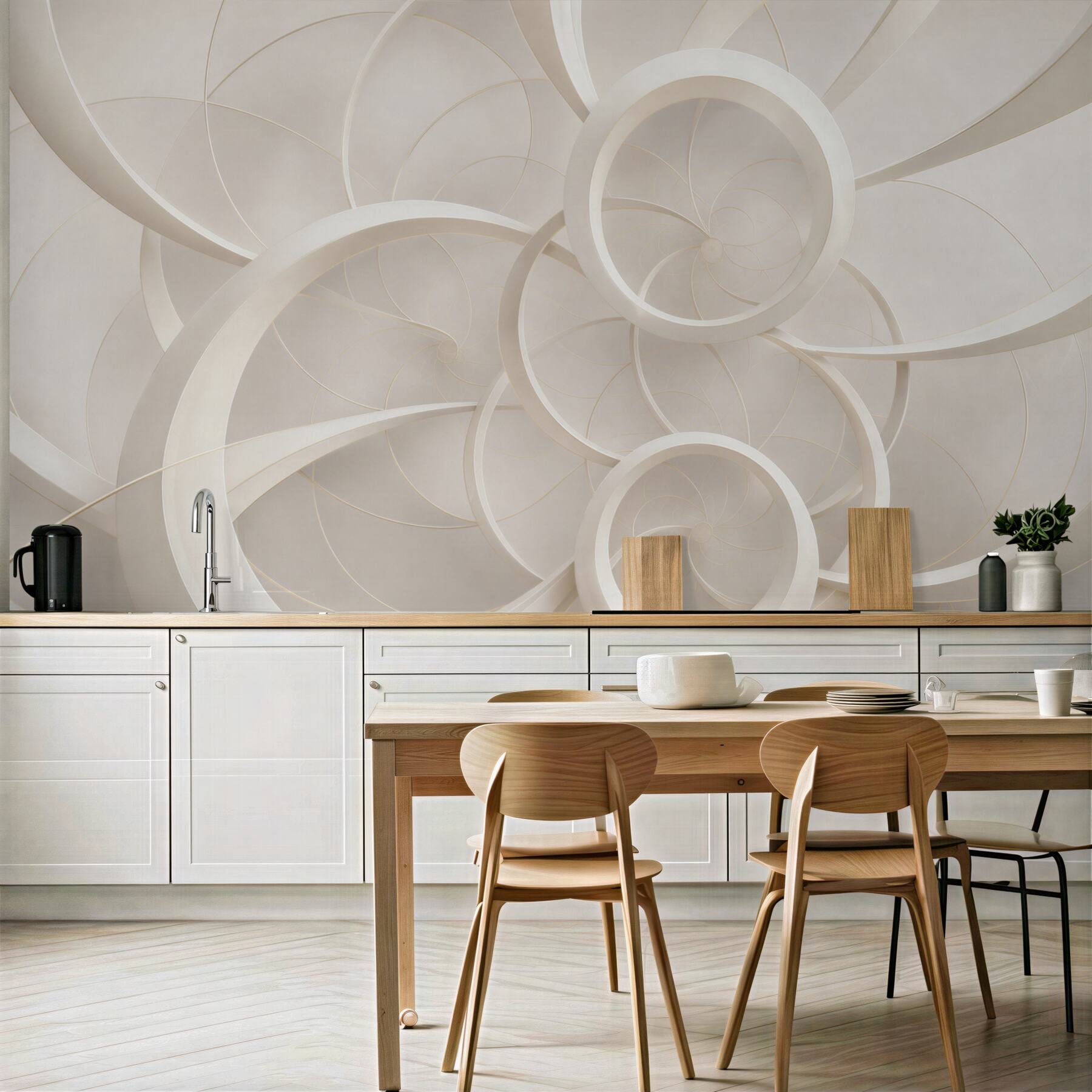 Fototapeta geometryczne koła 3D beżowe nowoczesna elegancja?v23