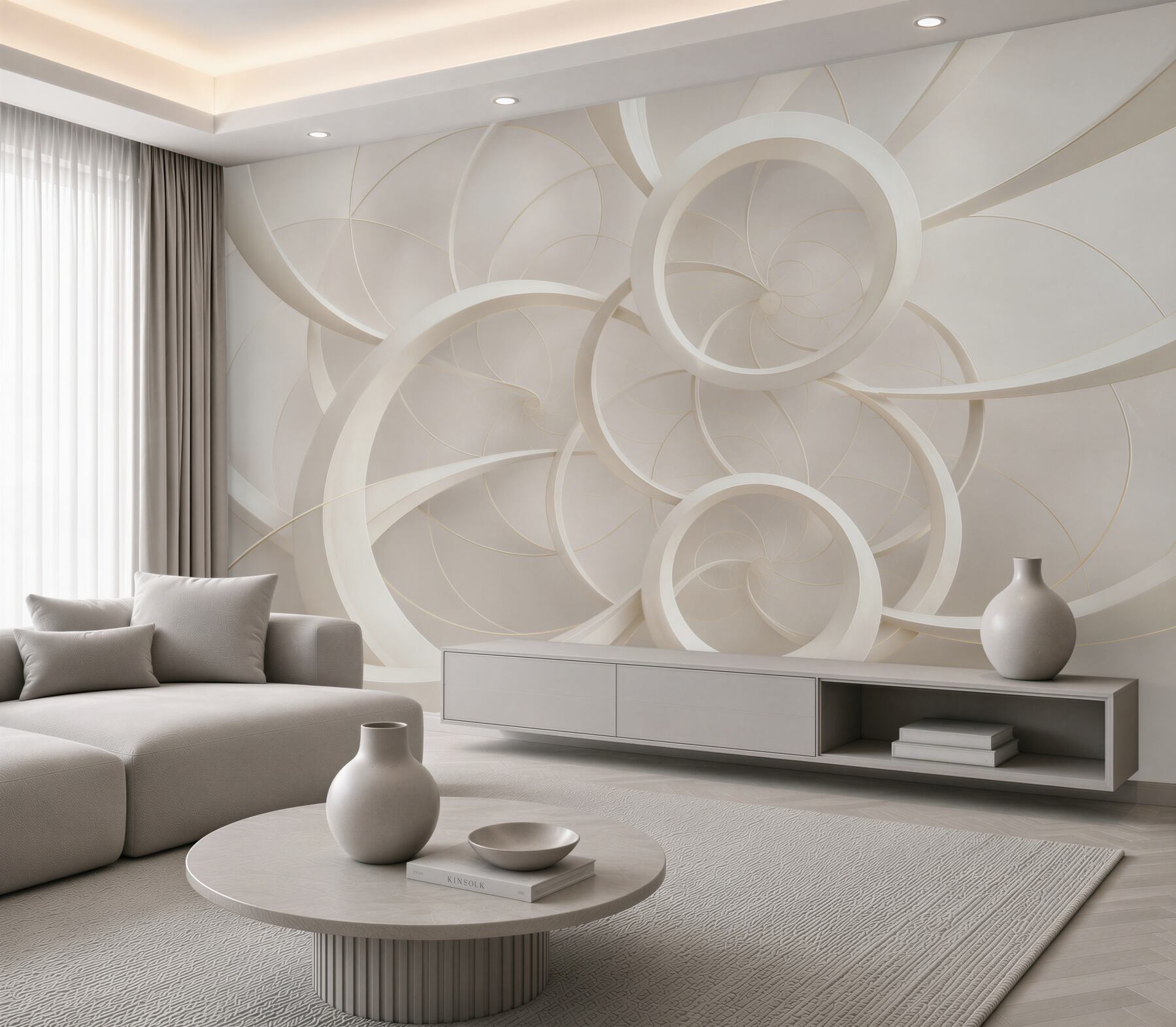 Fototapeta geometryczne koła 3D beżowe nowoczesna elegancja?v23