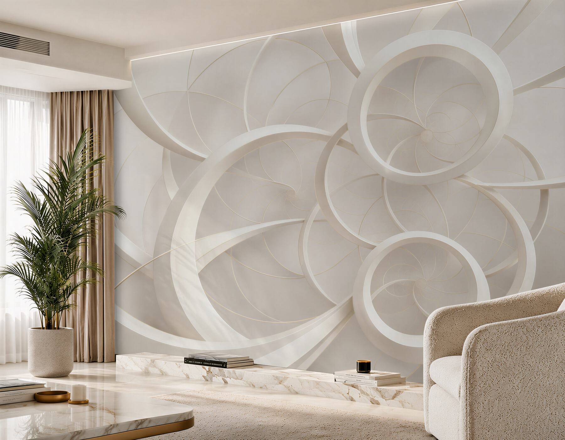 Fototapeta geometryczne koła 3D beżowe nowoczesna elegancja?v23