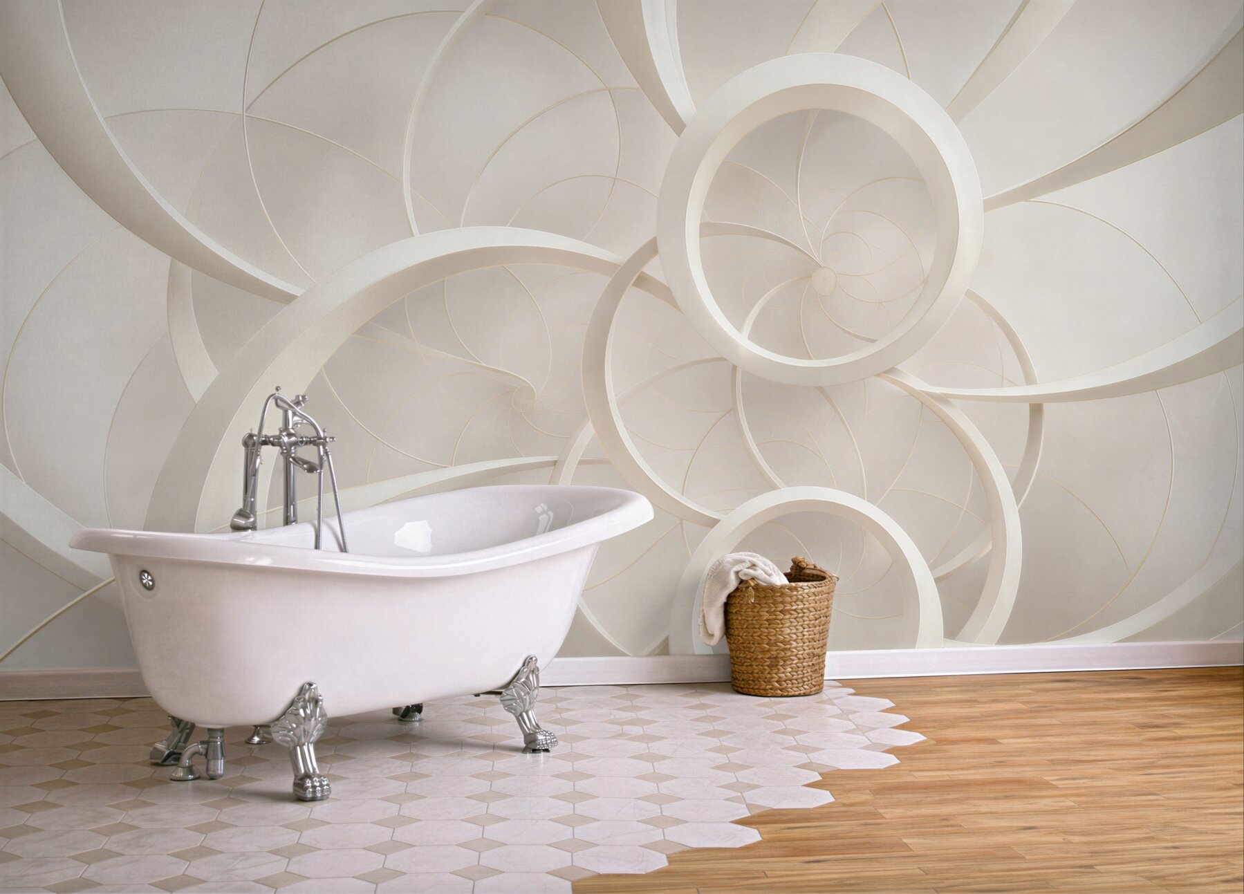 Fototapeta geometryczne koła 3D beżowe nowoczesna elegancja?v23