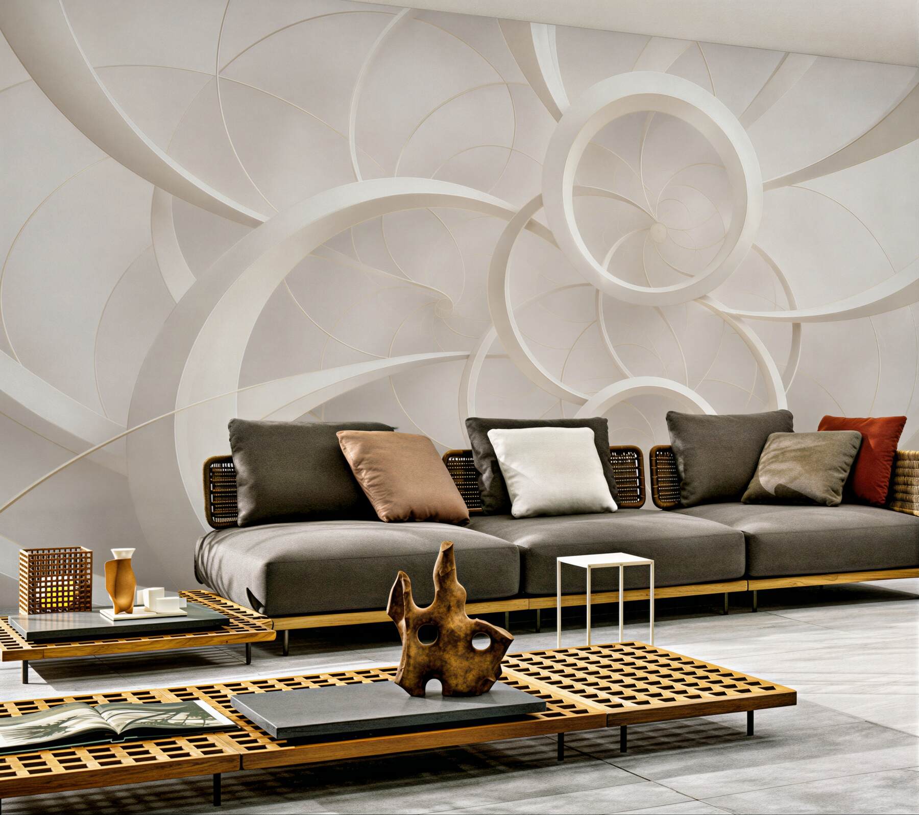 Fototapeta geometryczne koła 3D beżowe nowoczesna elegancja?v23