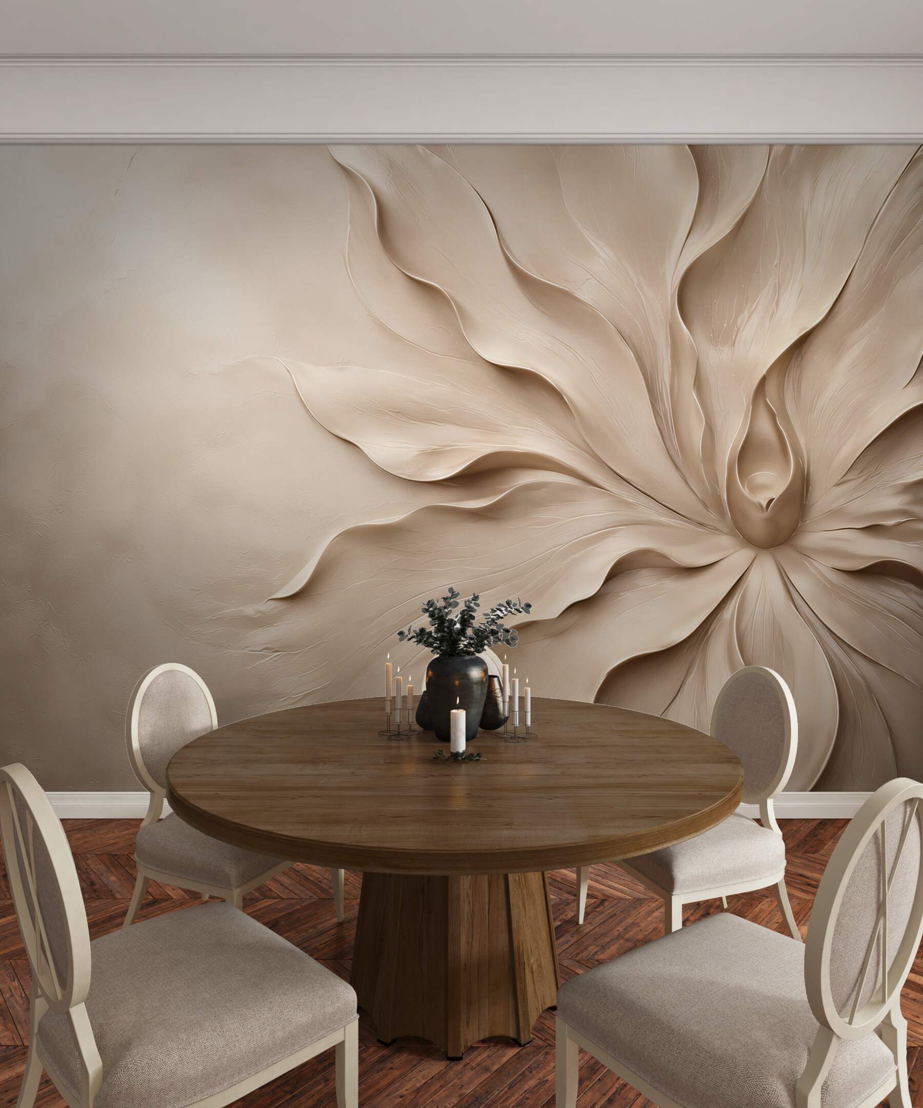Fototapeta kwiat 3D beżowy elegancki do nowoczesnego salonu?v23
