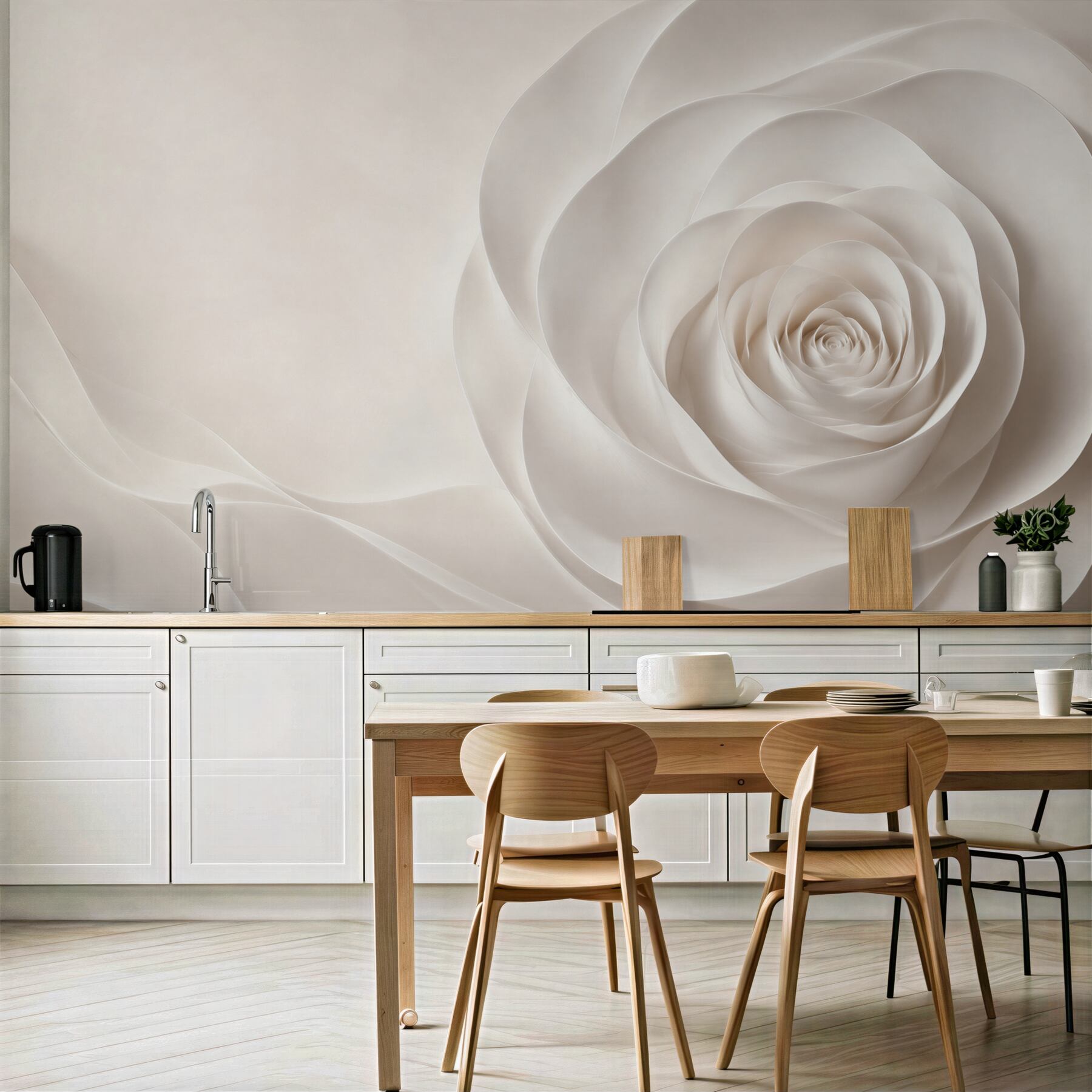Fototapeta biała róża 3D subtelna elegancja do nowoczesnego wnętrza?v23