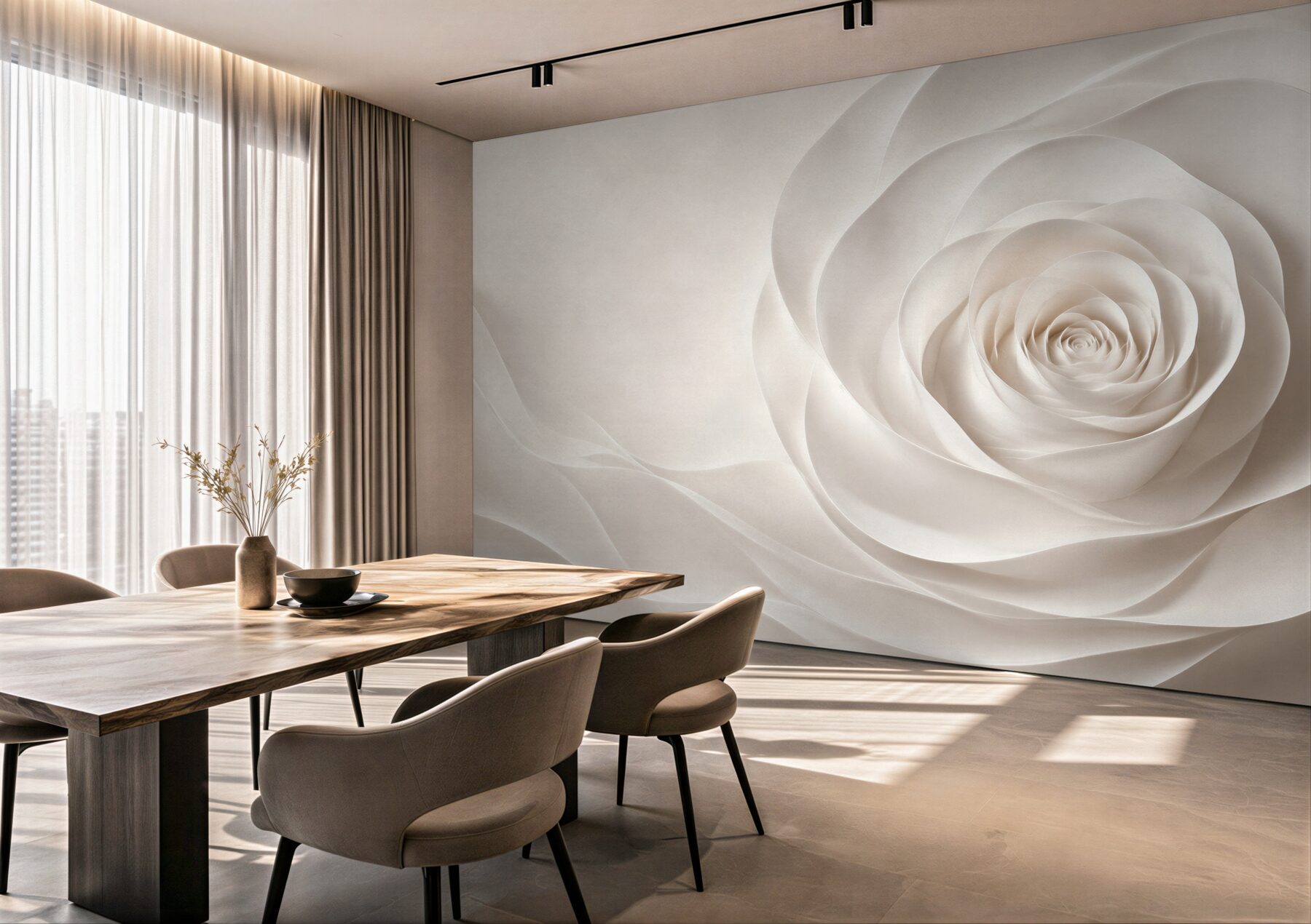 Fototapeta biała róża 3D subtelna elegancja do nowoczesnego wnętrza?v23